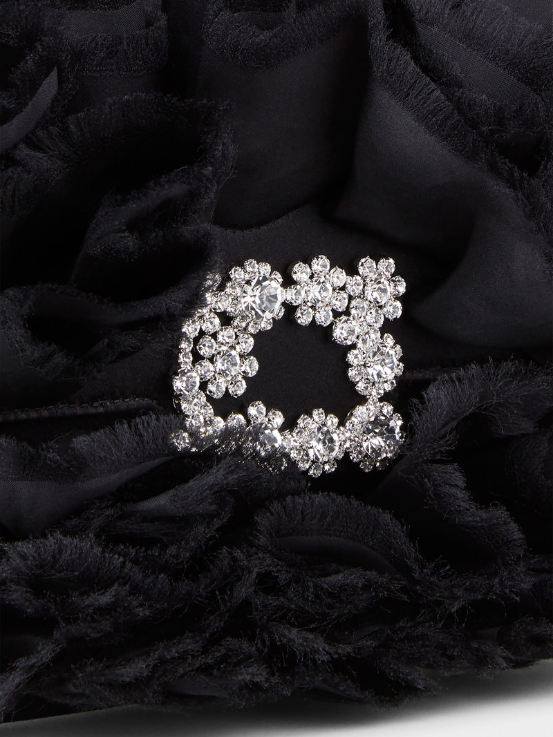 Rouches Jewel Mini Flower Strass Buckle Clutch Bag in Fabric 8