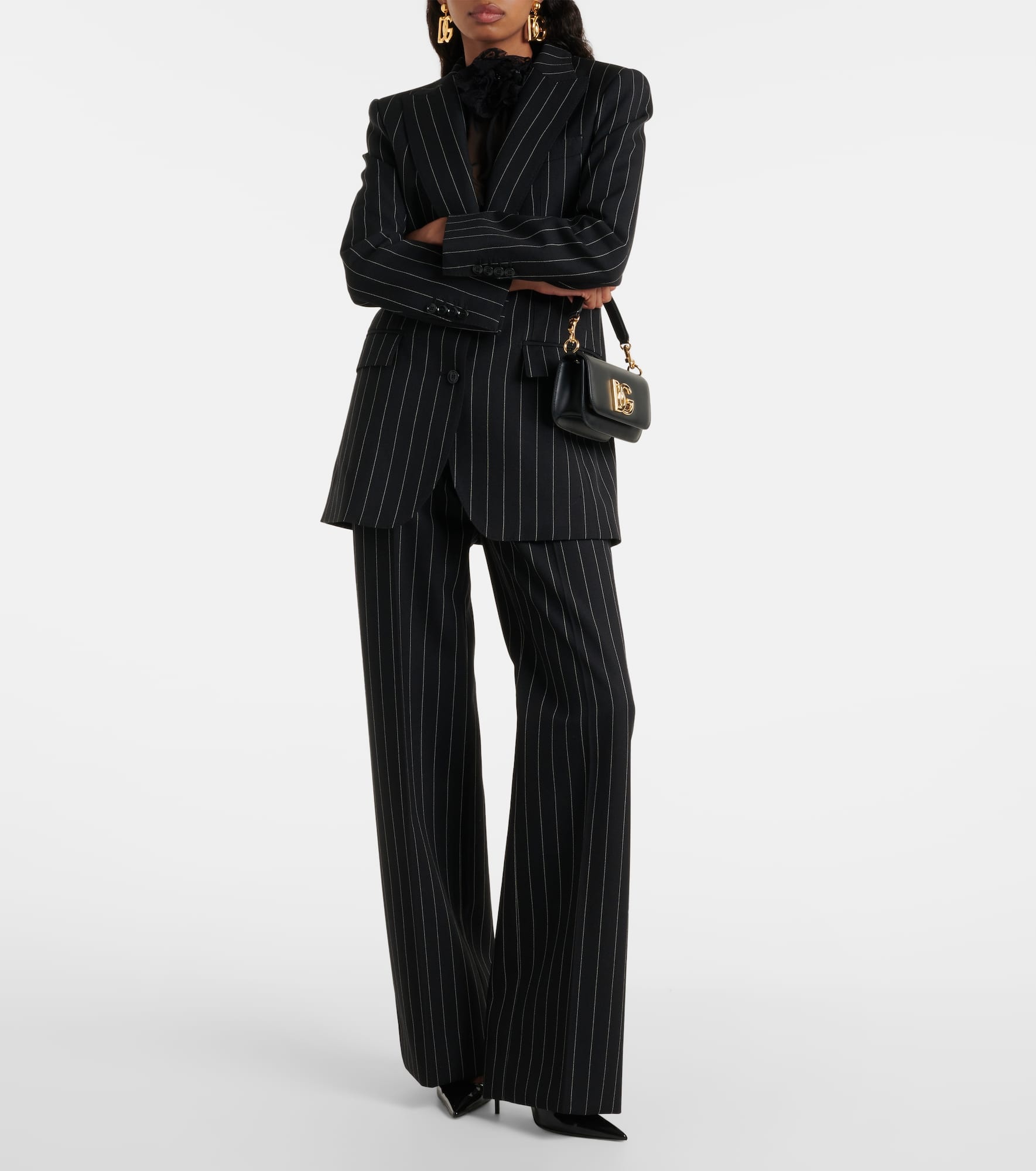 Pinstripe virgin wool straight pants - 2