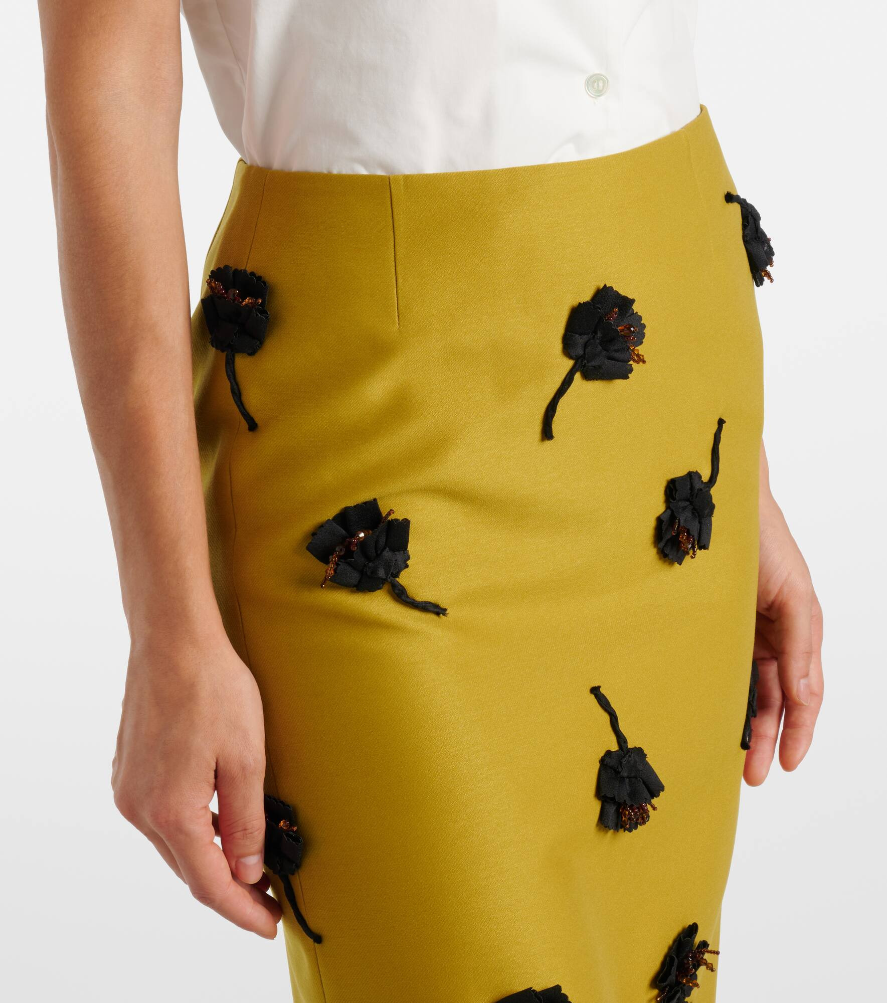 Floral-appliqué pencil skirt - 4