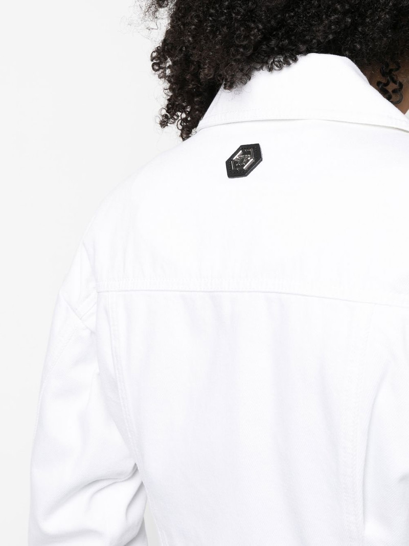 crystal button cropped denim jacket 5