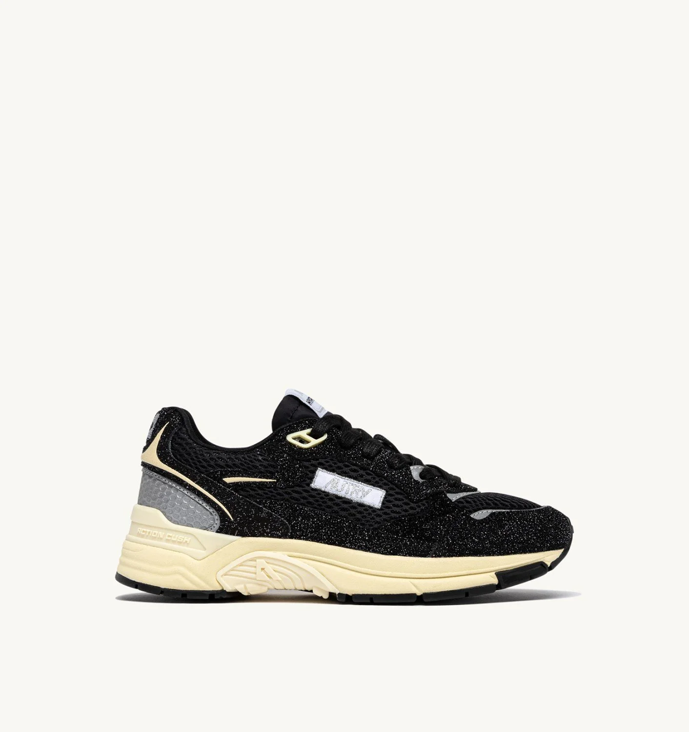 HYPERWAY SNEAKERS IN GLITTER BLACK MESH AND LEATHER - 1