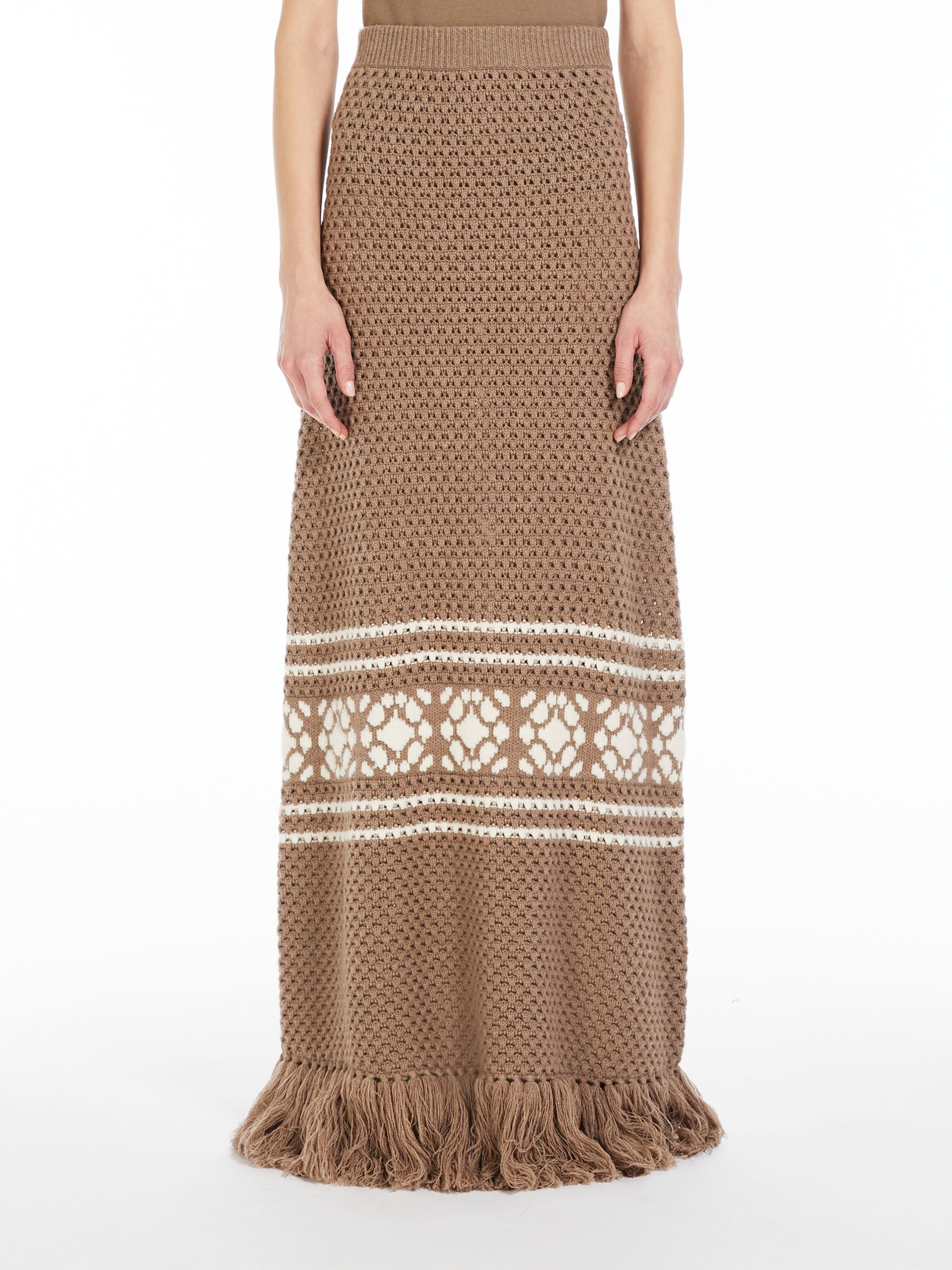 GANGE Wool and cashmere skirt with fringes - 3
