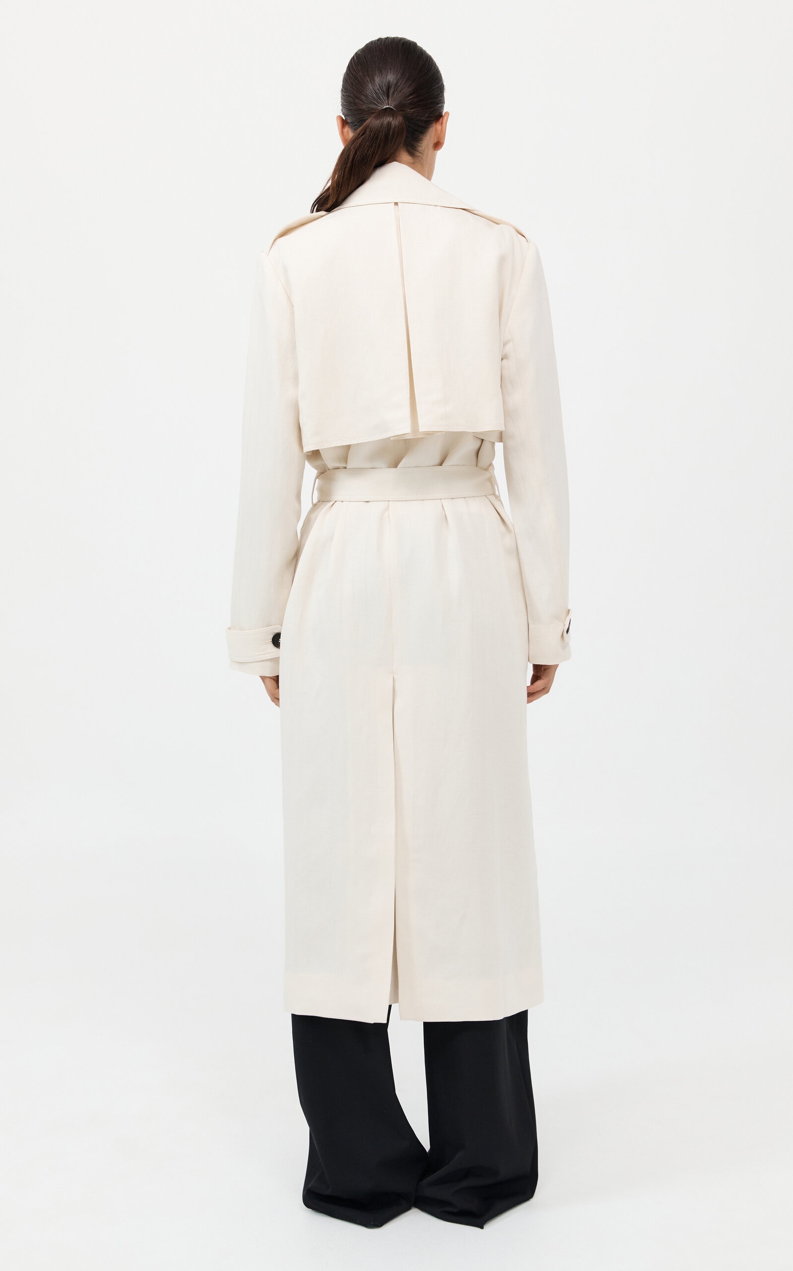 Relaxed Tencel-Linen Trench Coat off-white - 6