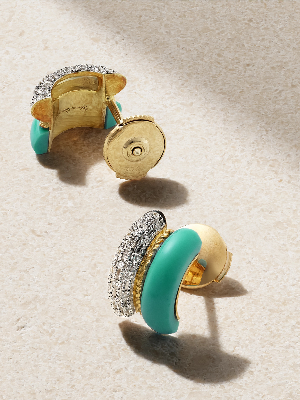 9-karat Yellow And White Gold, Malachite And Diamond Earrings - 3