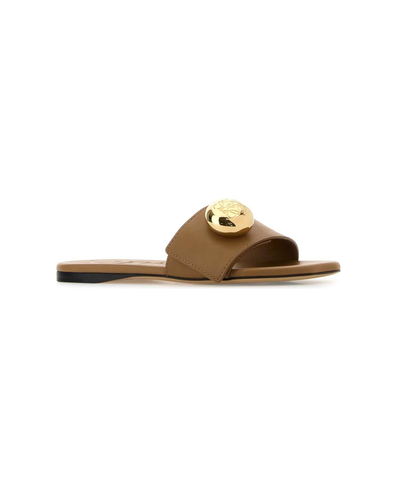 Camel Leather Pebble Slippers - 2