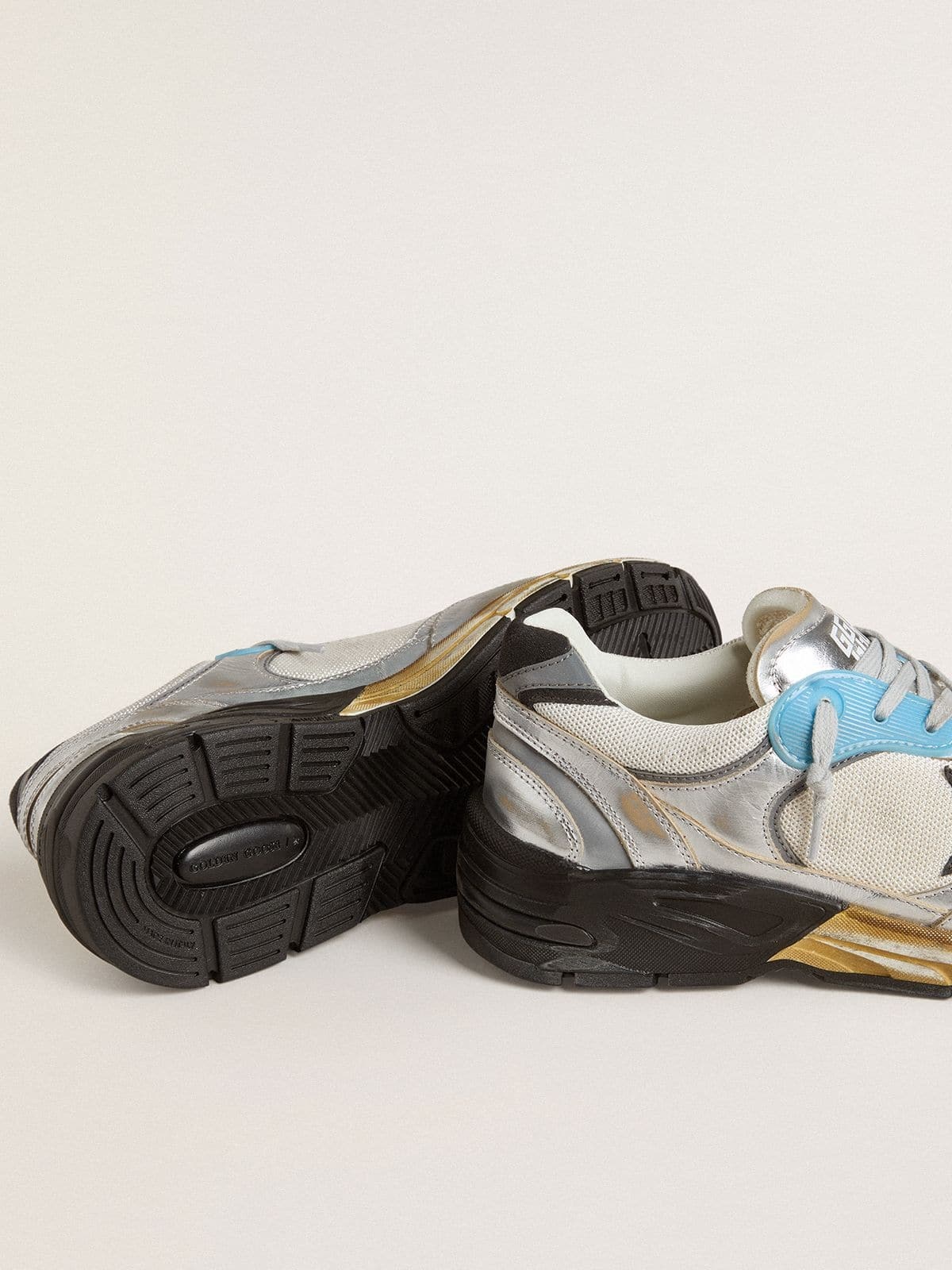 Men's Dad-Star in mesh and silver foiled leather with black leather star - 3