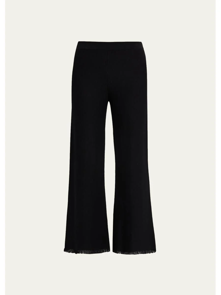 Valley Fringe-Hem Pique Knit Pants - 1
