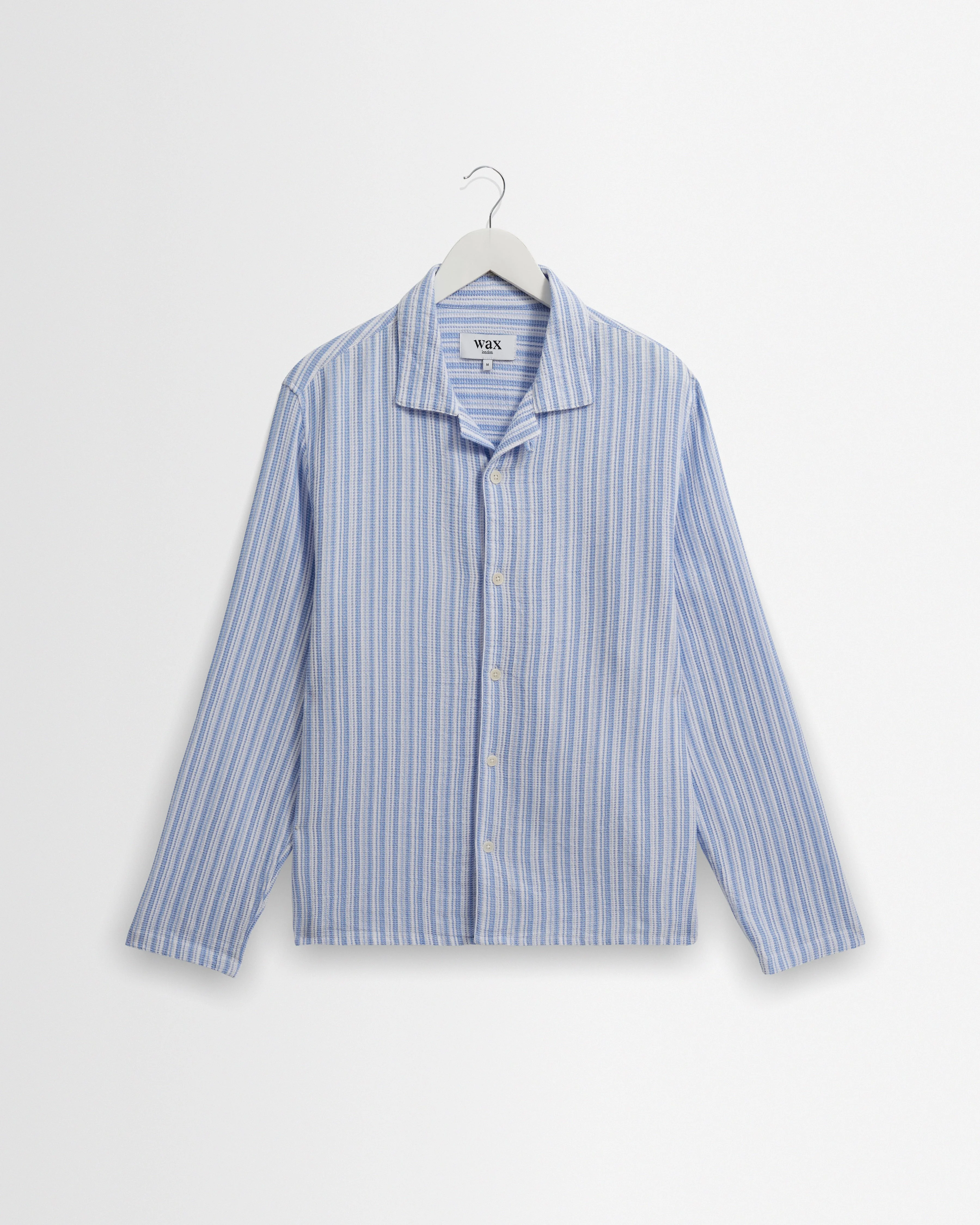 Corey - Bright Blue Cotton Twisted Stripe Shirt - 1