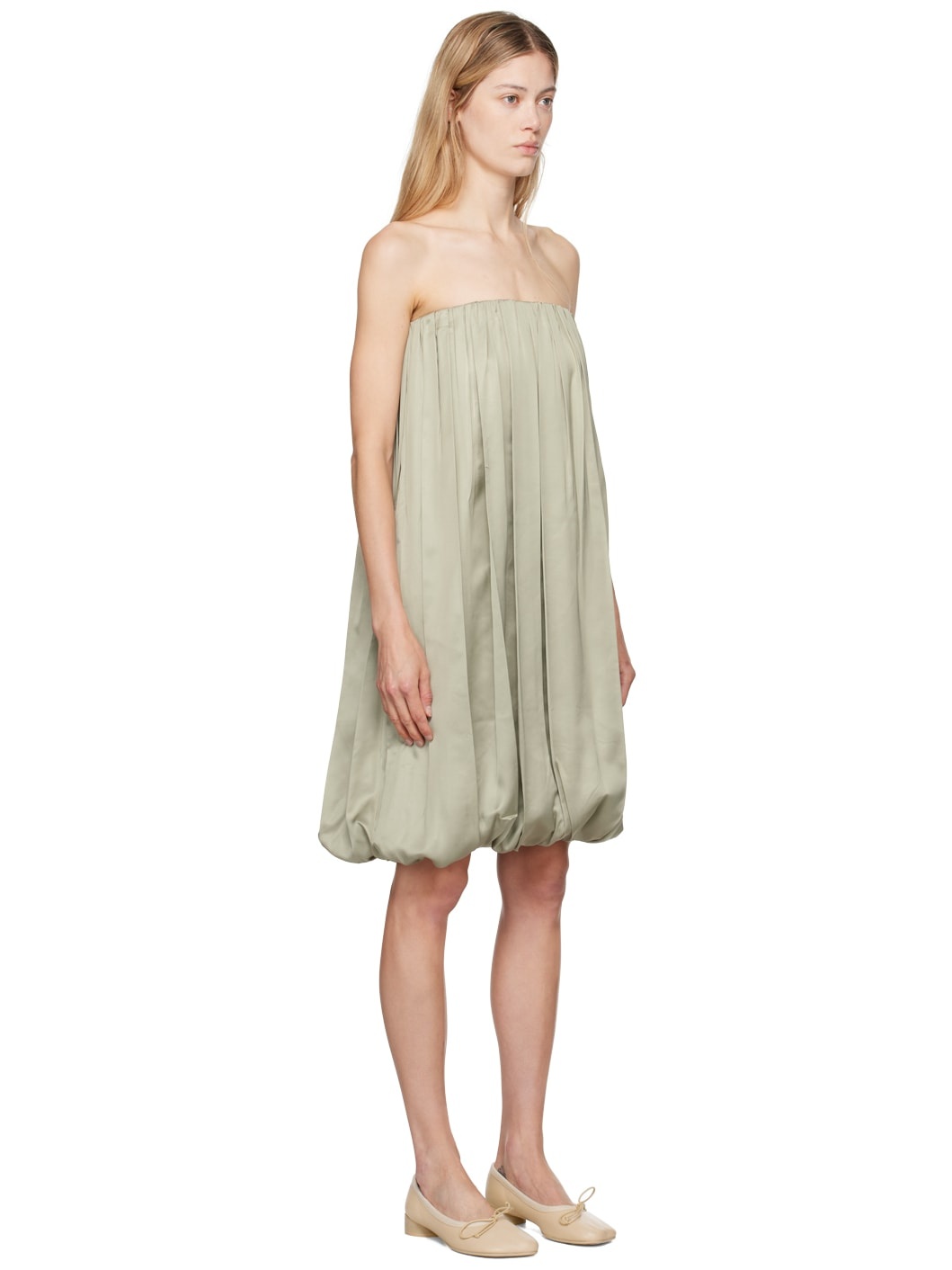 Khaki Gathered Minidress - 2