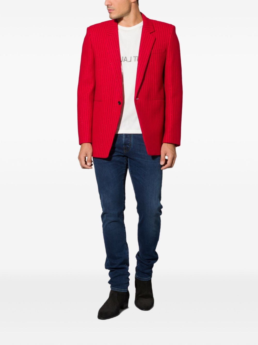 pinstripe-pattern single-breasted blazer - 2