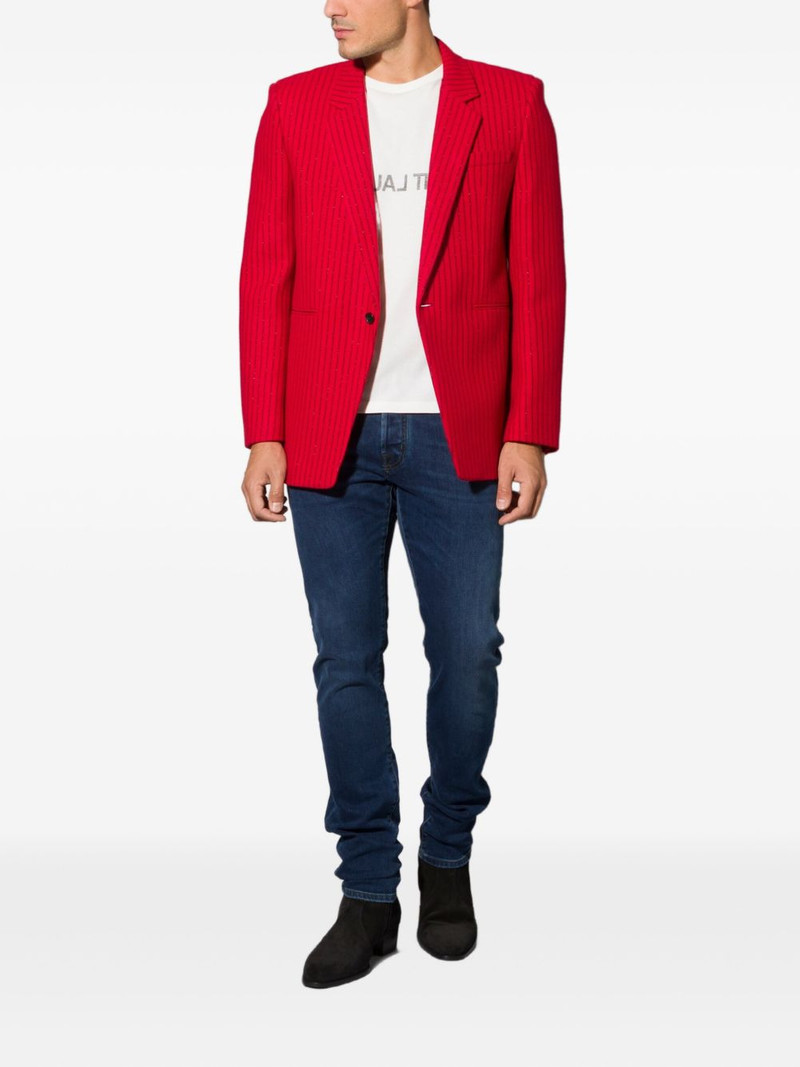 SAINT LAURENT pinstripe-pattern single-breasted blazer outlook