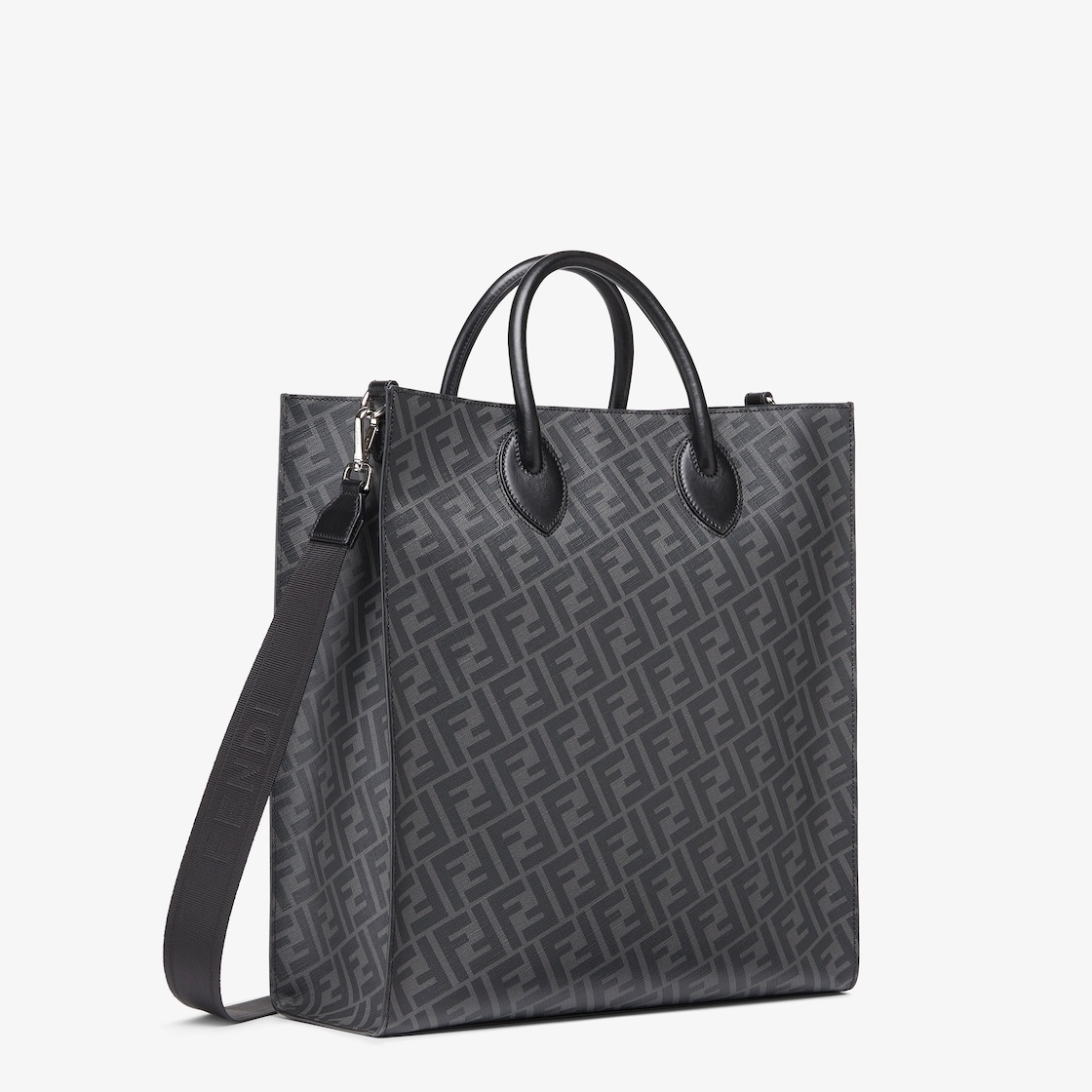 Black leather and FF fabric bag - 2