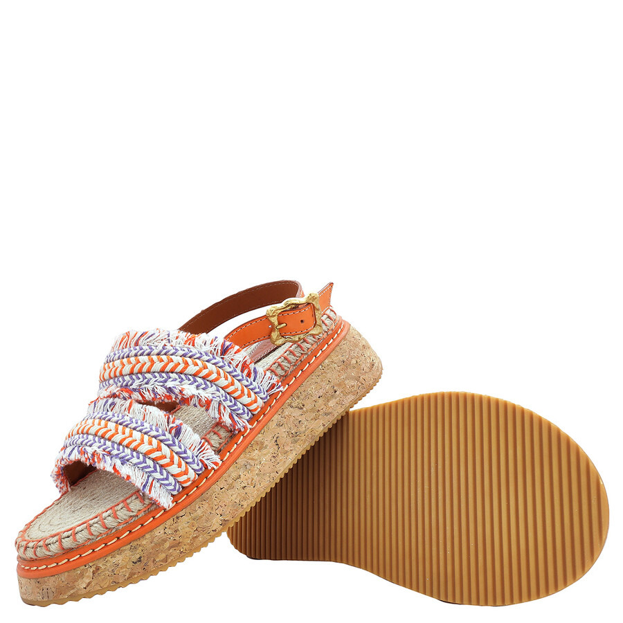 Zimmermann Ladies Orange Fringed Braided Espadrille Sandals - 2