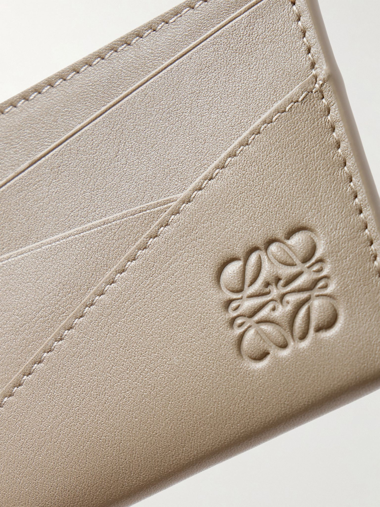 Puzzle Logo-Debossed Leather Cardholder Beige - 3