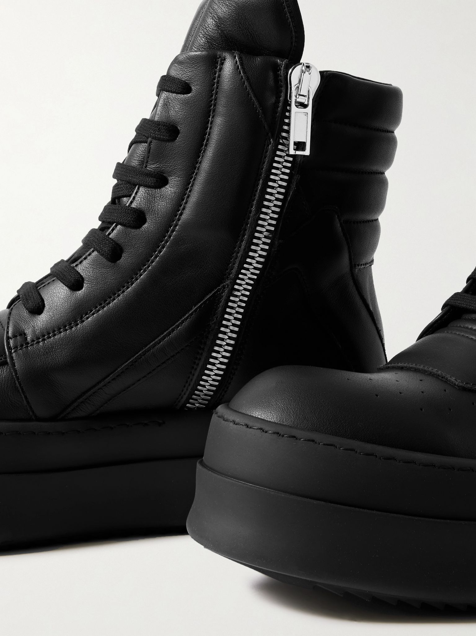 Mega Geobasket Leather High-Top Sneakers Black - 5