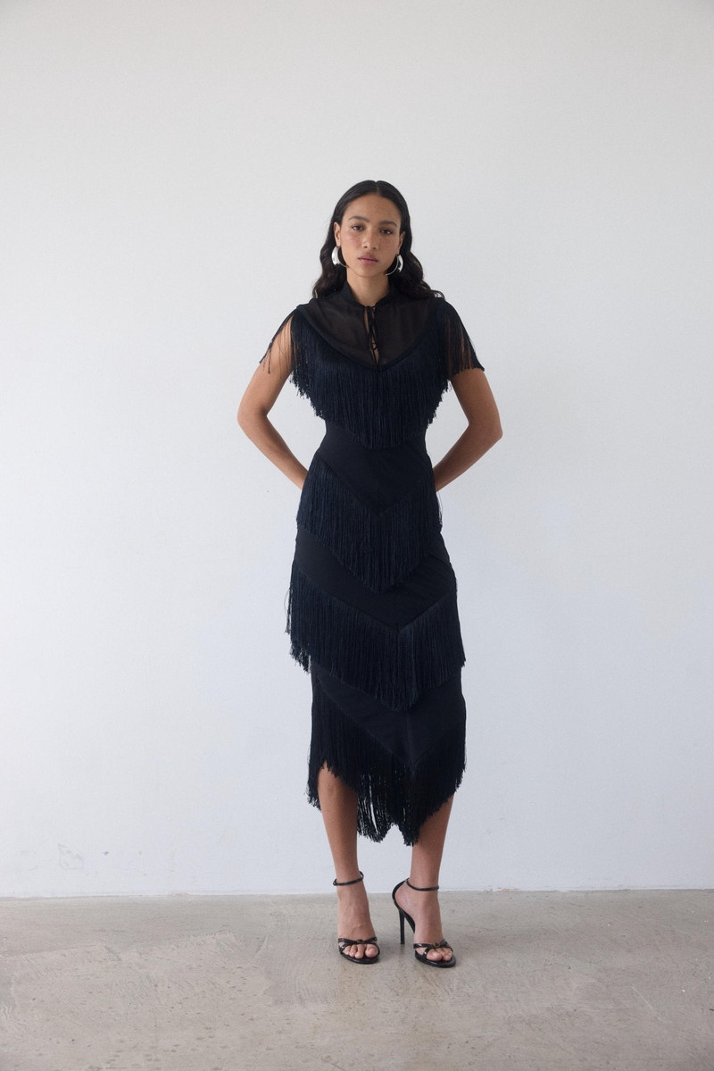 TELLUS MIDI DRESS IN BLACK CHIFFON 3