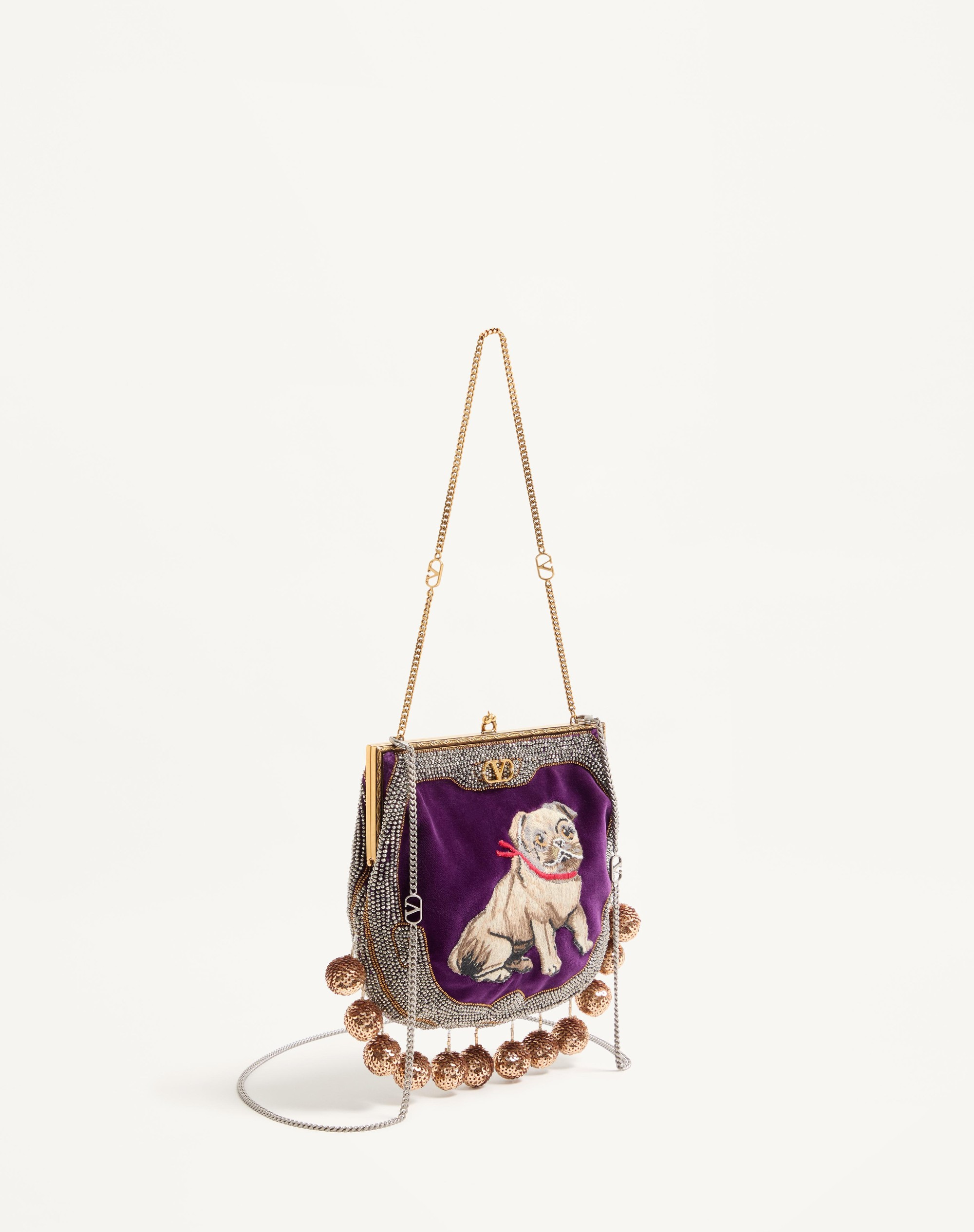 VALENTINO GARAVANI NELLCOTE FAIRYTALES VELVET CLUTCH WITH LE CHIEN DE LA MAISON EMBROIDERY - 3