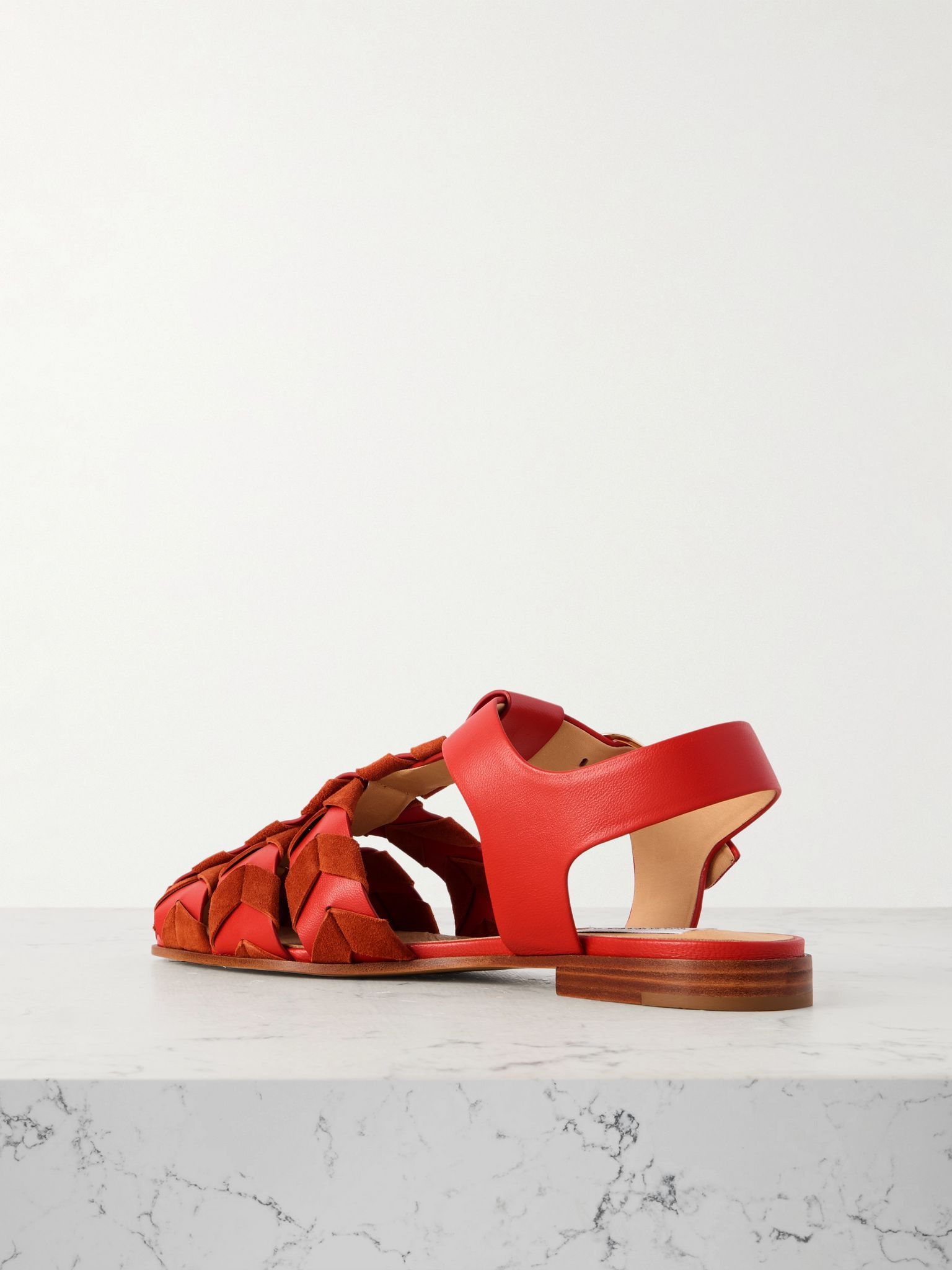 Willow suede-trimmed leather sandals Orange - 3