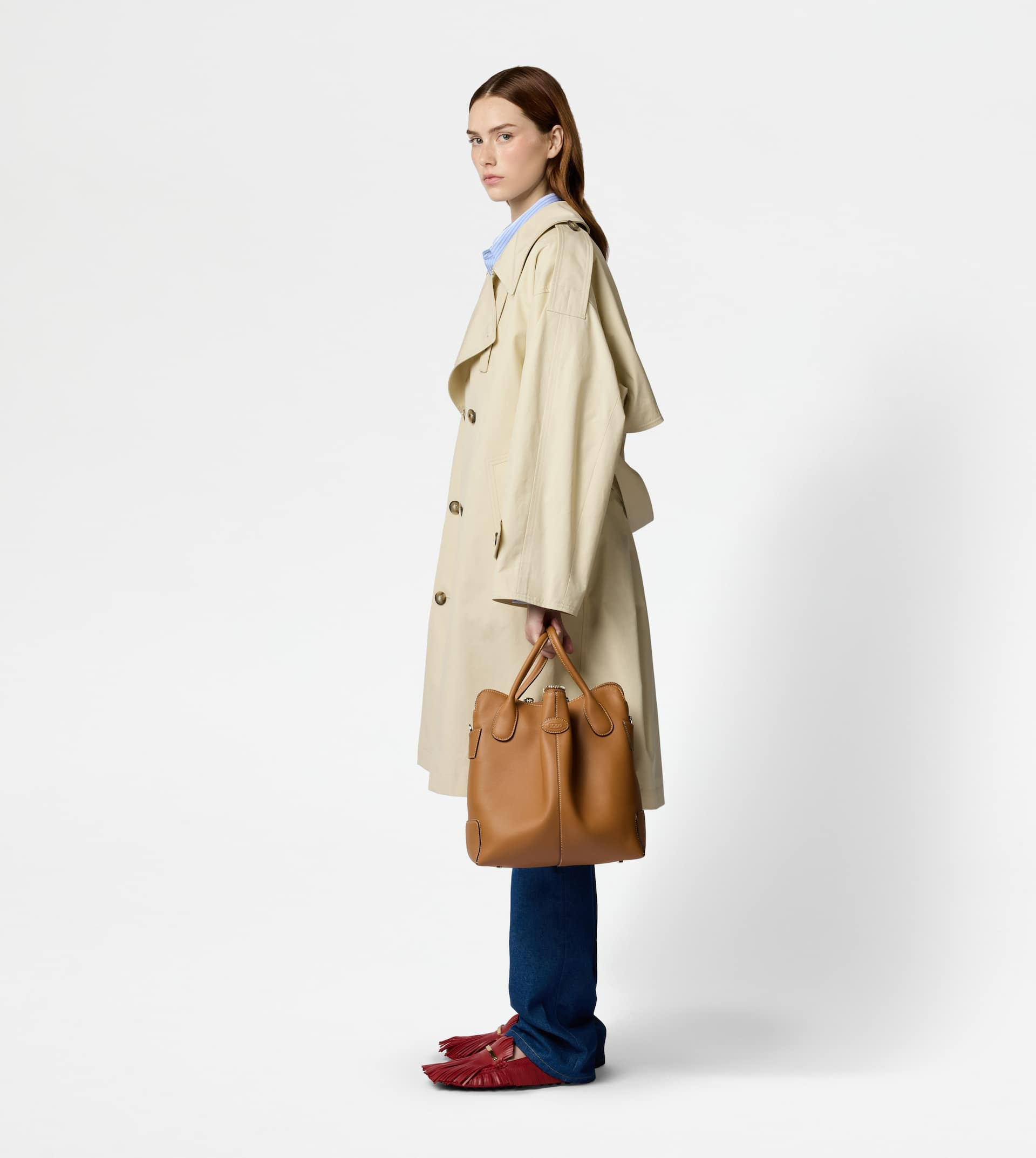 TOD'S DI BAG SWING IN LEATHER MEDIUM - BROWN - 10