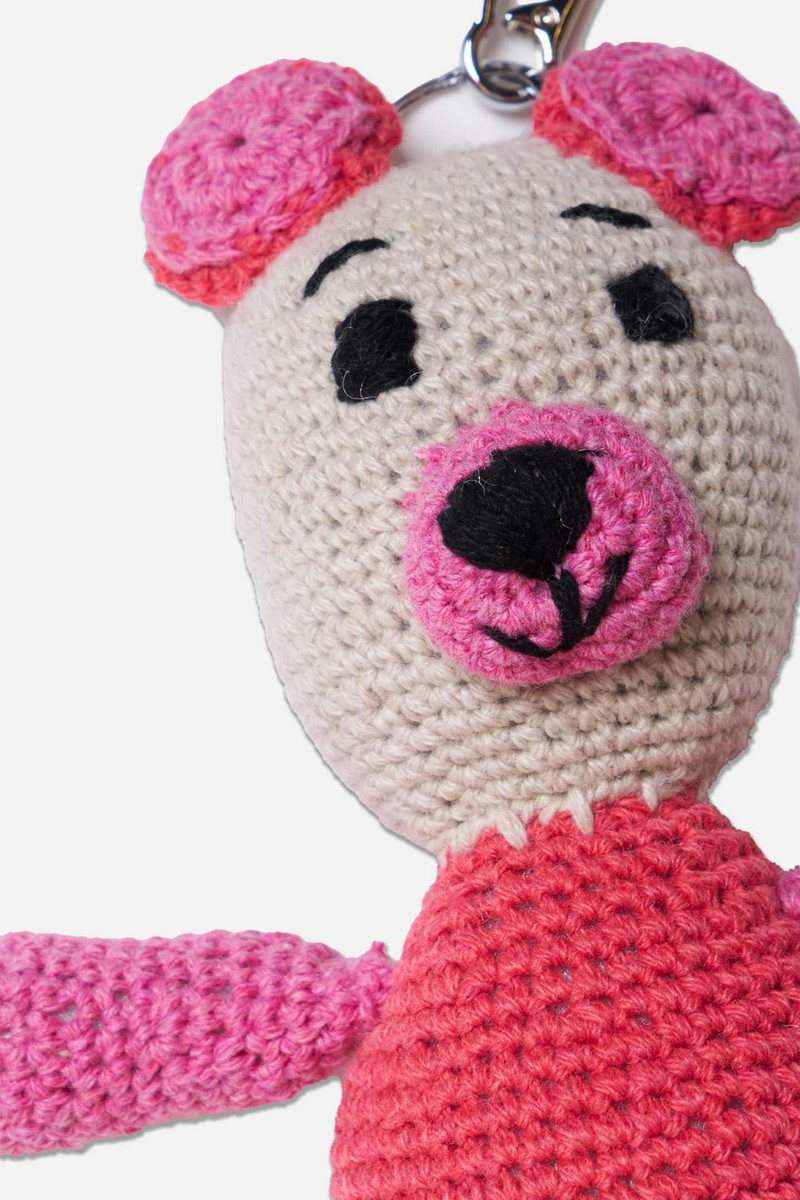 The Elder Statesman CROCHET TEDDY BEAR KEYCHAIN CHARM outlook