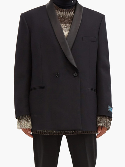 Raf Simons Double-breasted satin-lapel wool smoking jacket outlook