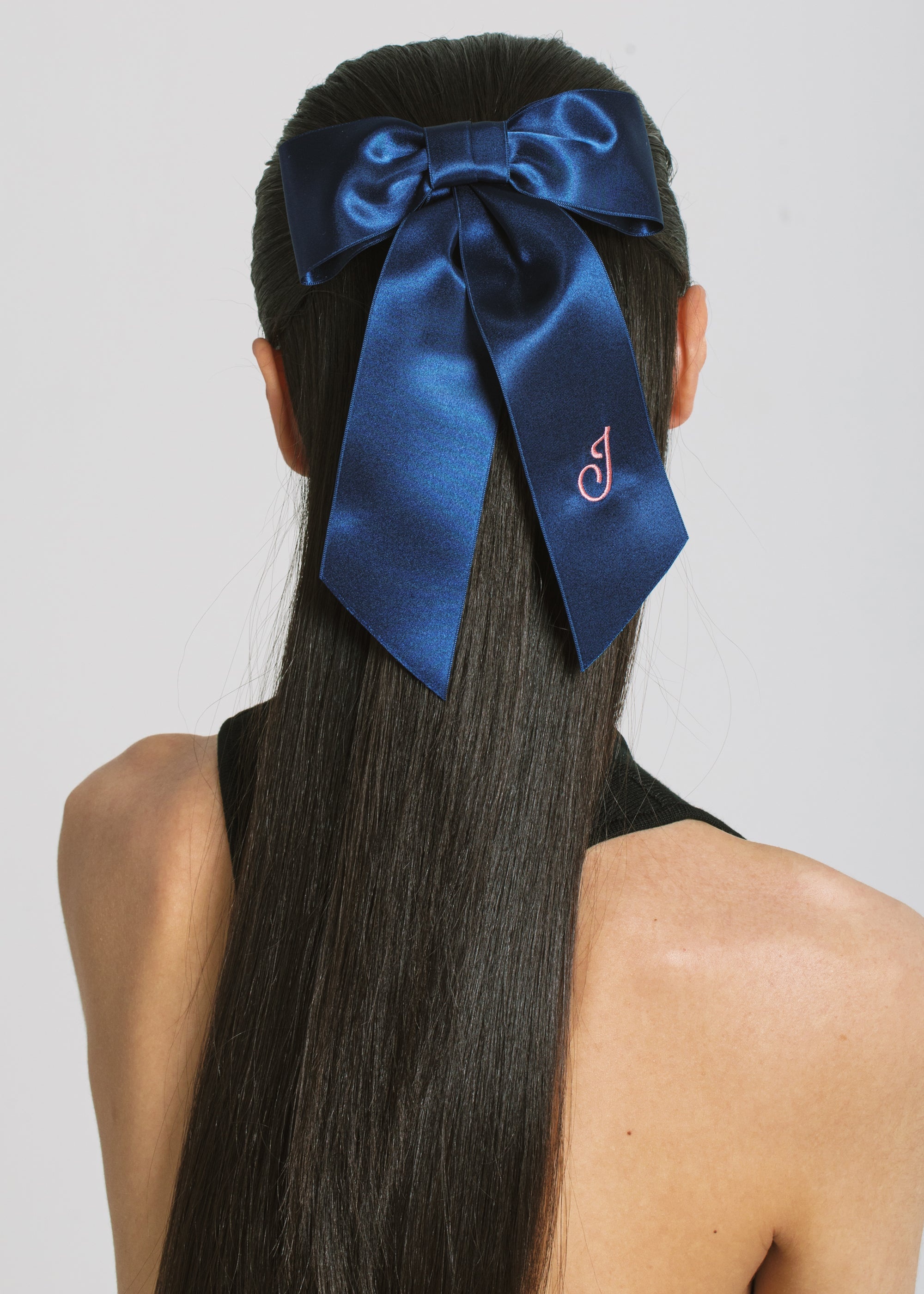 Initial April Satin Bow Barrette - 2