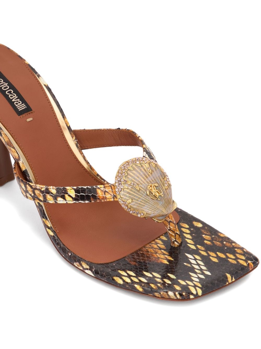 snake-print heeled sandals - 5