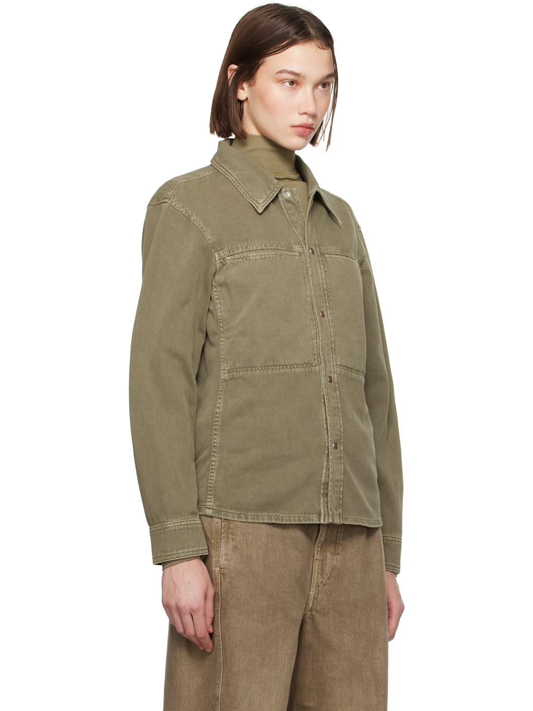 Khaki Fitted Denim Shirt - 2