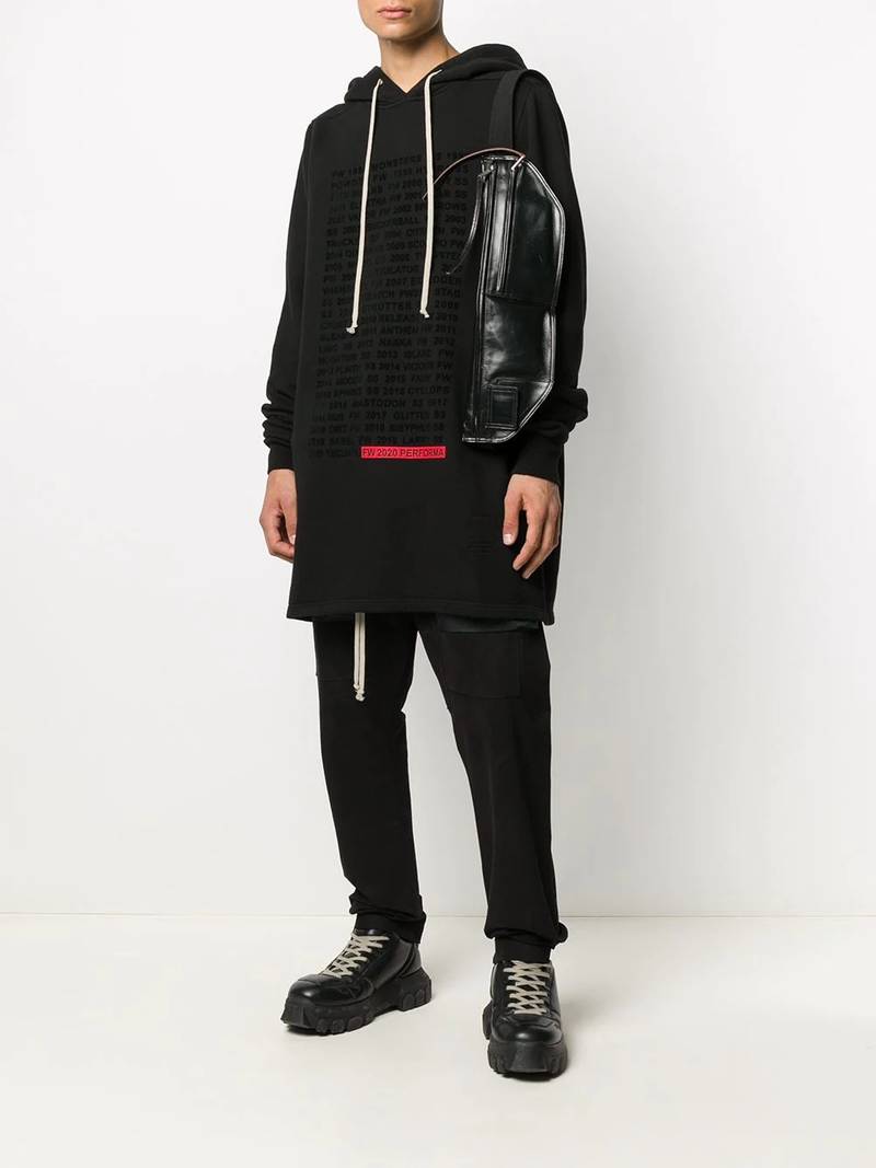 Rick Owens DRKSHDW text-print cotton hoodie outlook