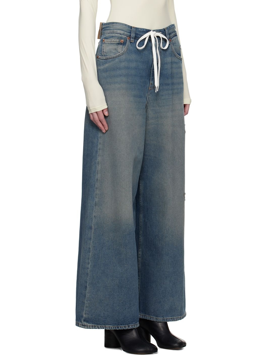 Blue Drawstring Jeans - 2