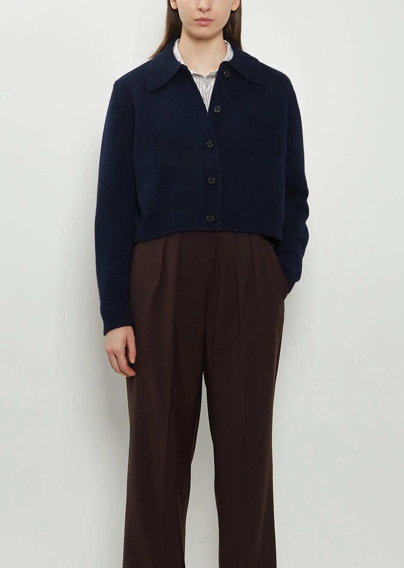 Merino Wool Cardigan Jacket — Navy - 1