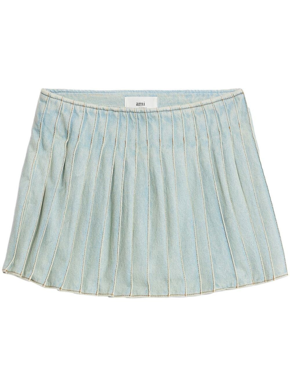 pleated denim skirt - 1