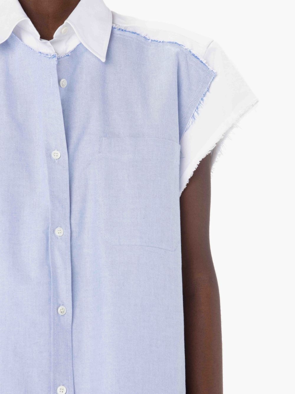 DOUBLE LAYER SLEEVELESS MINI SHIRT DRESS - 5