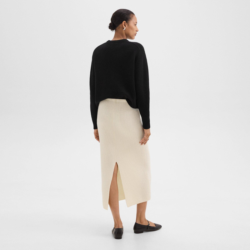 Theory Midi Pull-On Skirt in Felted Wool-Cashmere outlook
