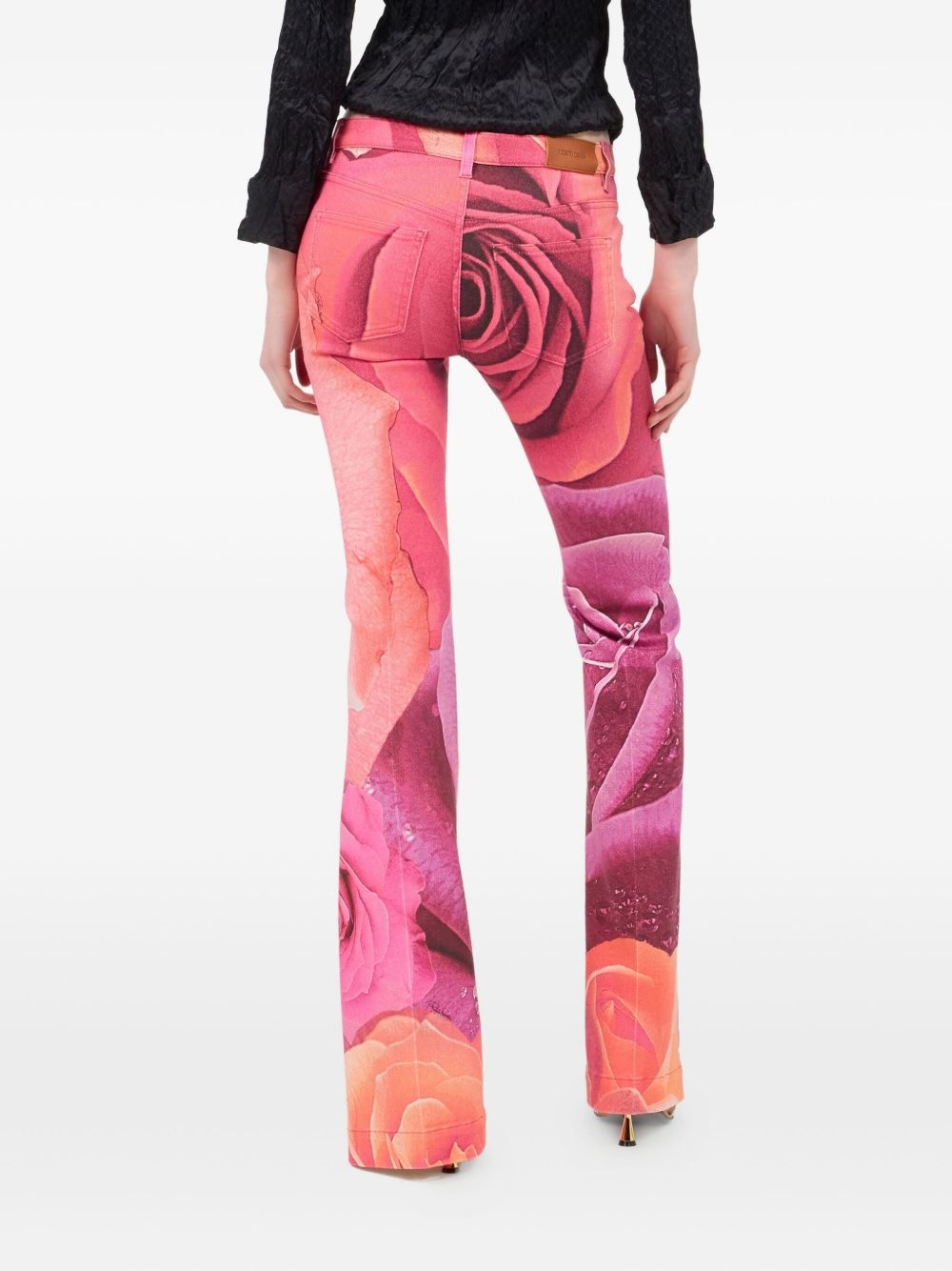 floral-print flared jeans - 4