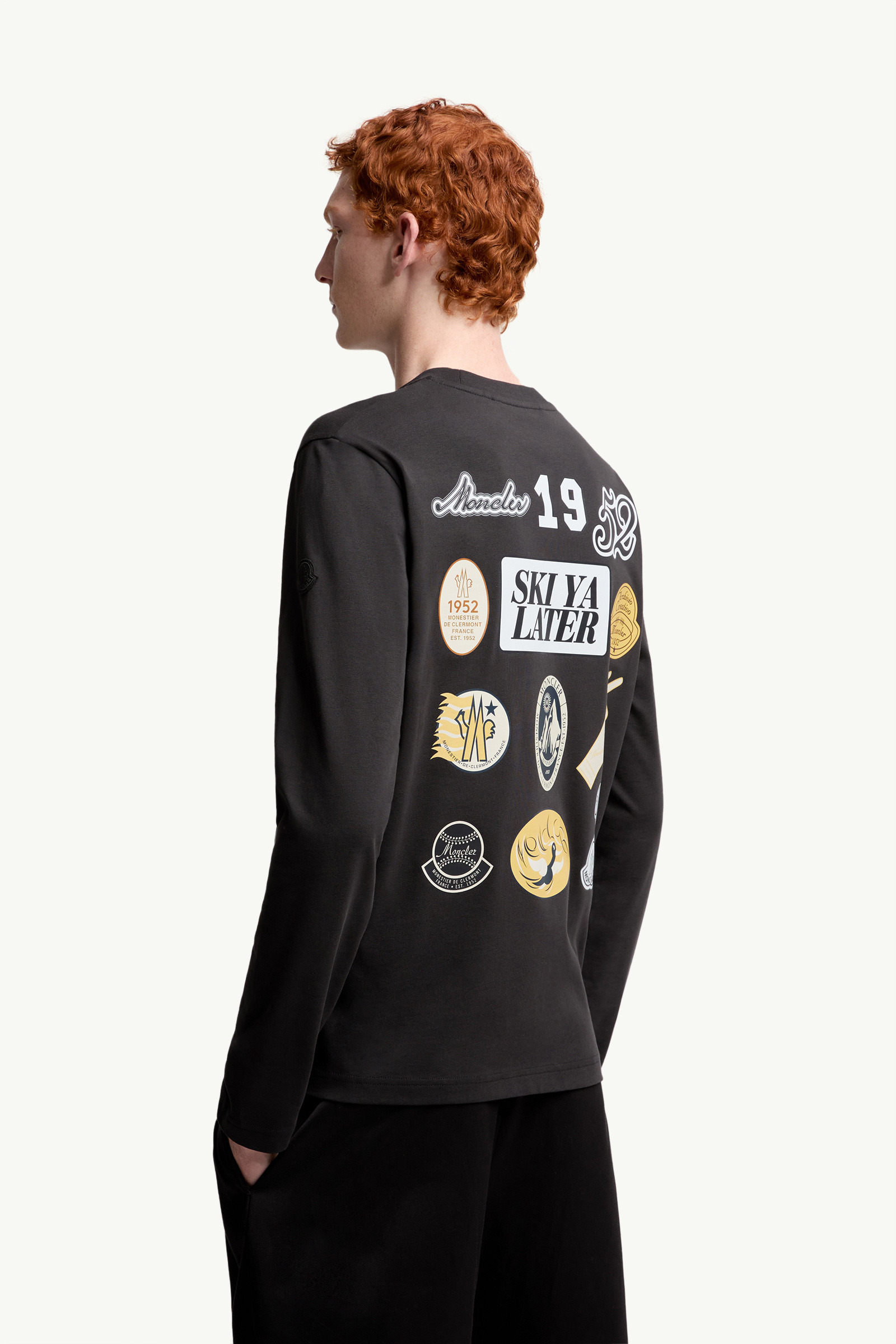 Cartoon Logos Long Sleeve Cotton T-Shirt - 5