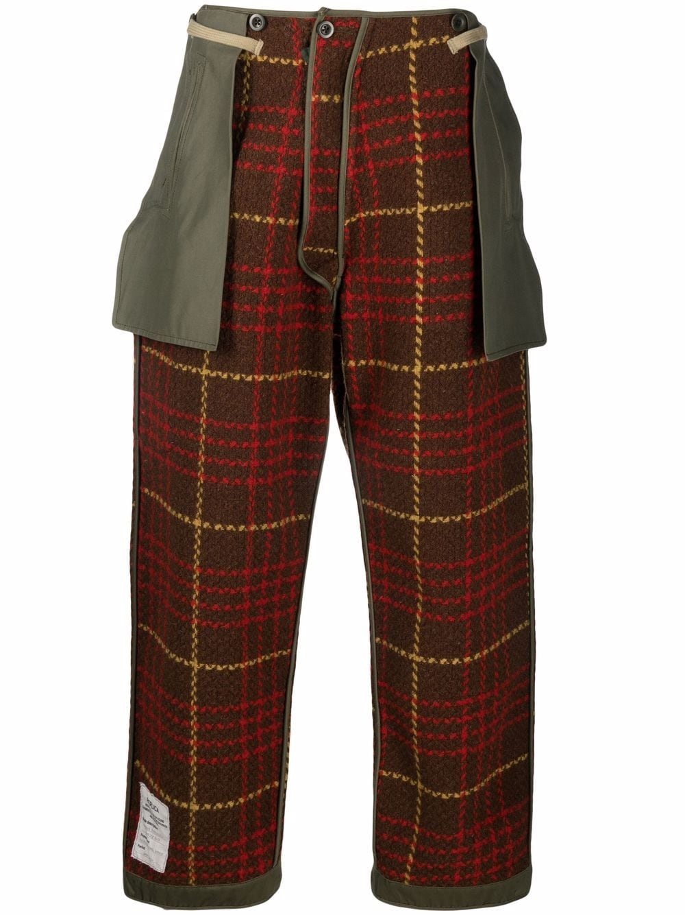 checked straight leg trousers - 1