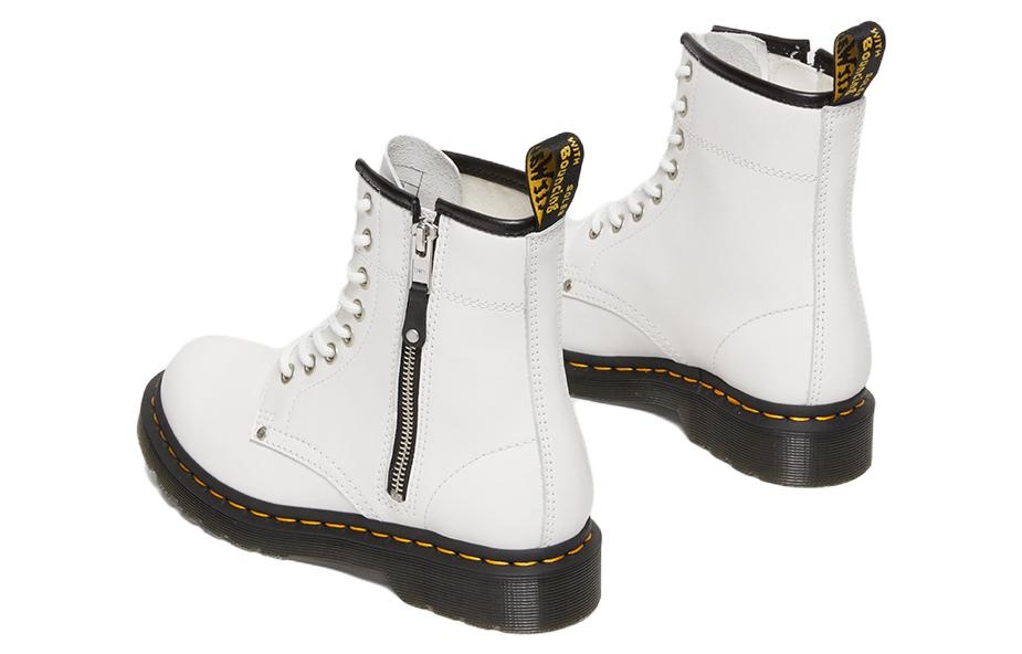 (WMNS) Dr. Martens 1460 Double Zip Leather Lace Up Boots 'White' 27624100 - 5
