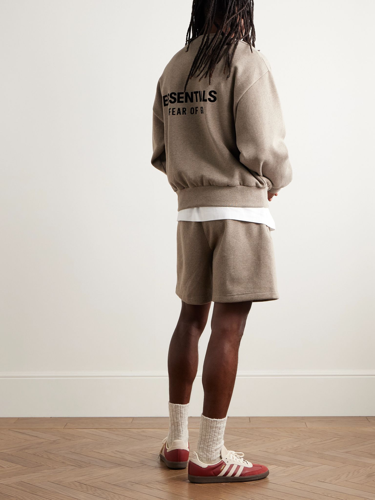 Logo-Appliquéd Cotton-Blend Jersey Sweatshirt Taupe - 2