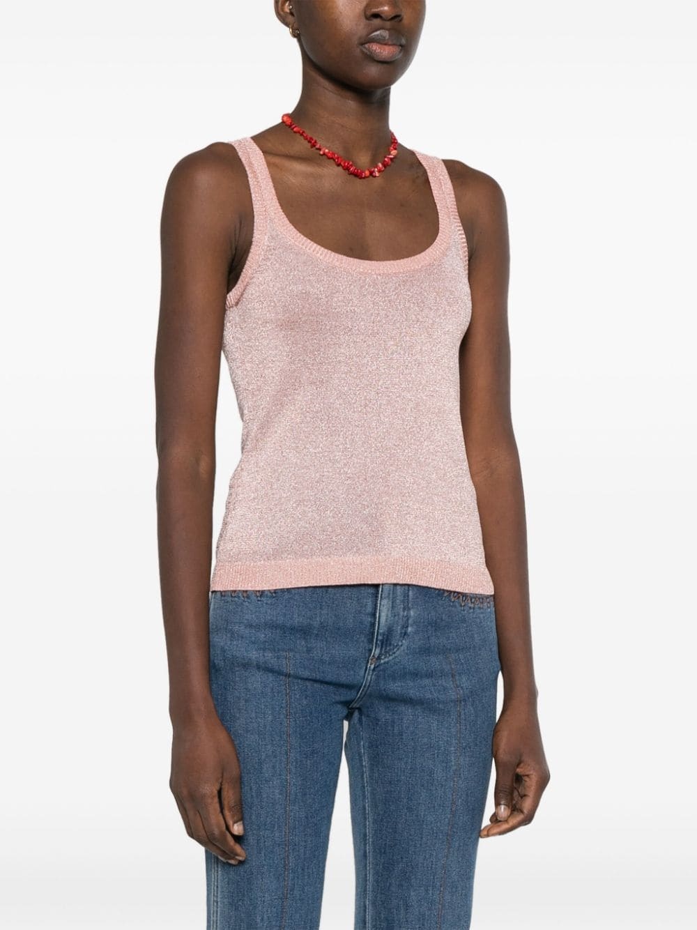 sleeveless lurex tank top - 3