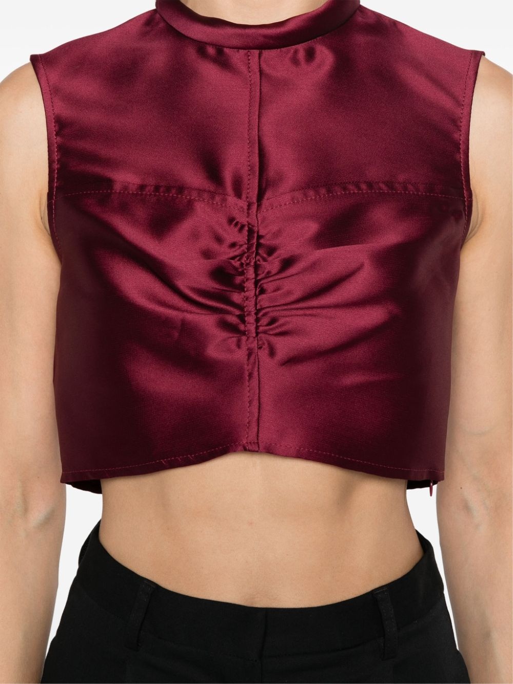 ruched sleeveless crop top - 5