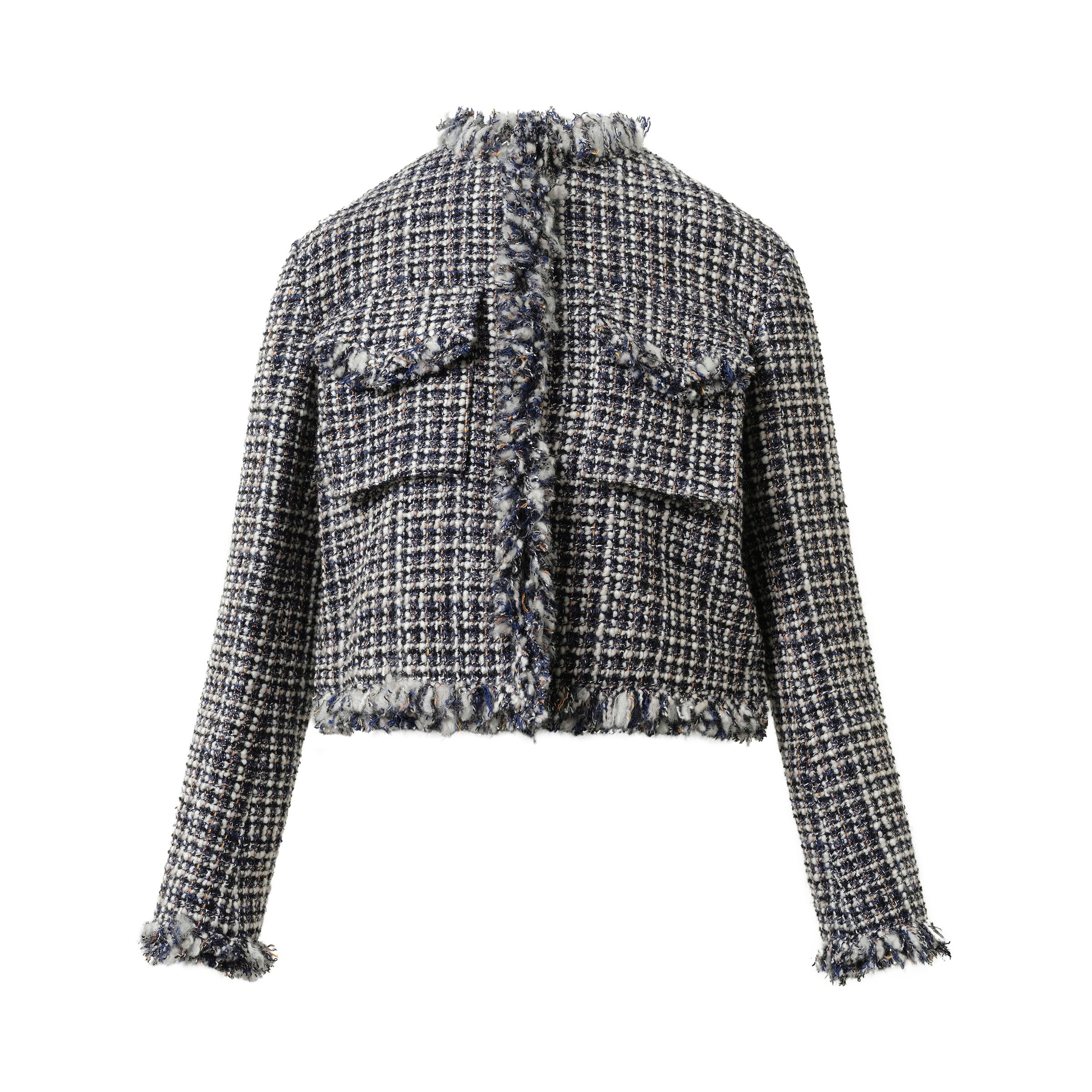 Tweed Jacket in Off White/Blue - 2