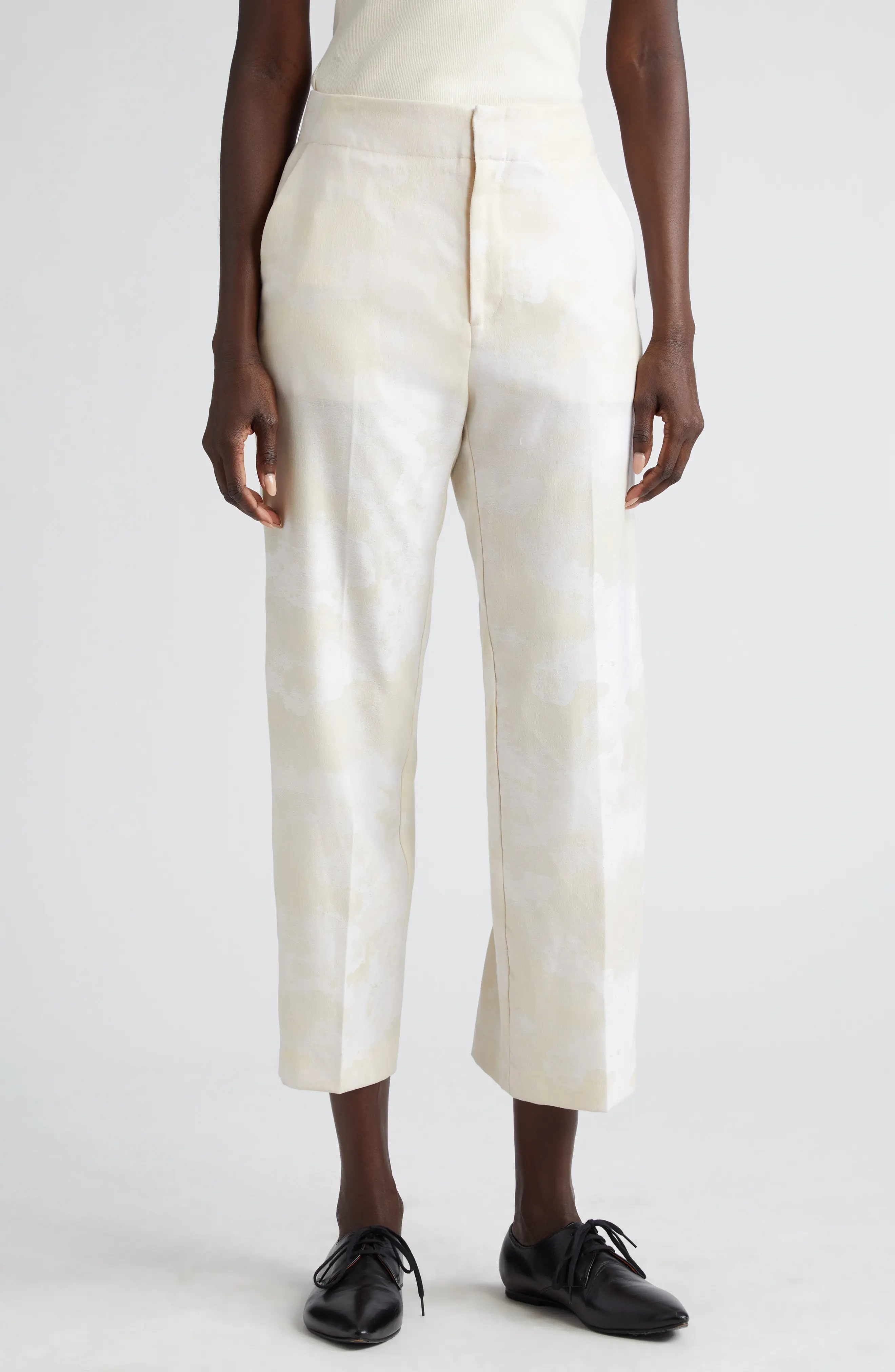 Cheval Jacquard Wool Crop Pants - 1