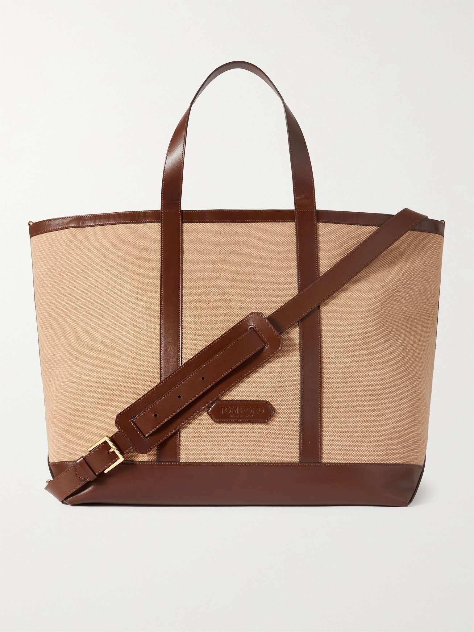 Leather-Trimmed Canvas Tote Bag - 1