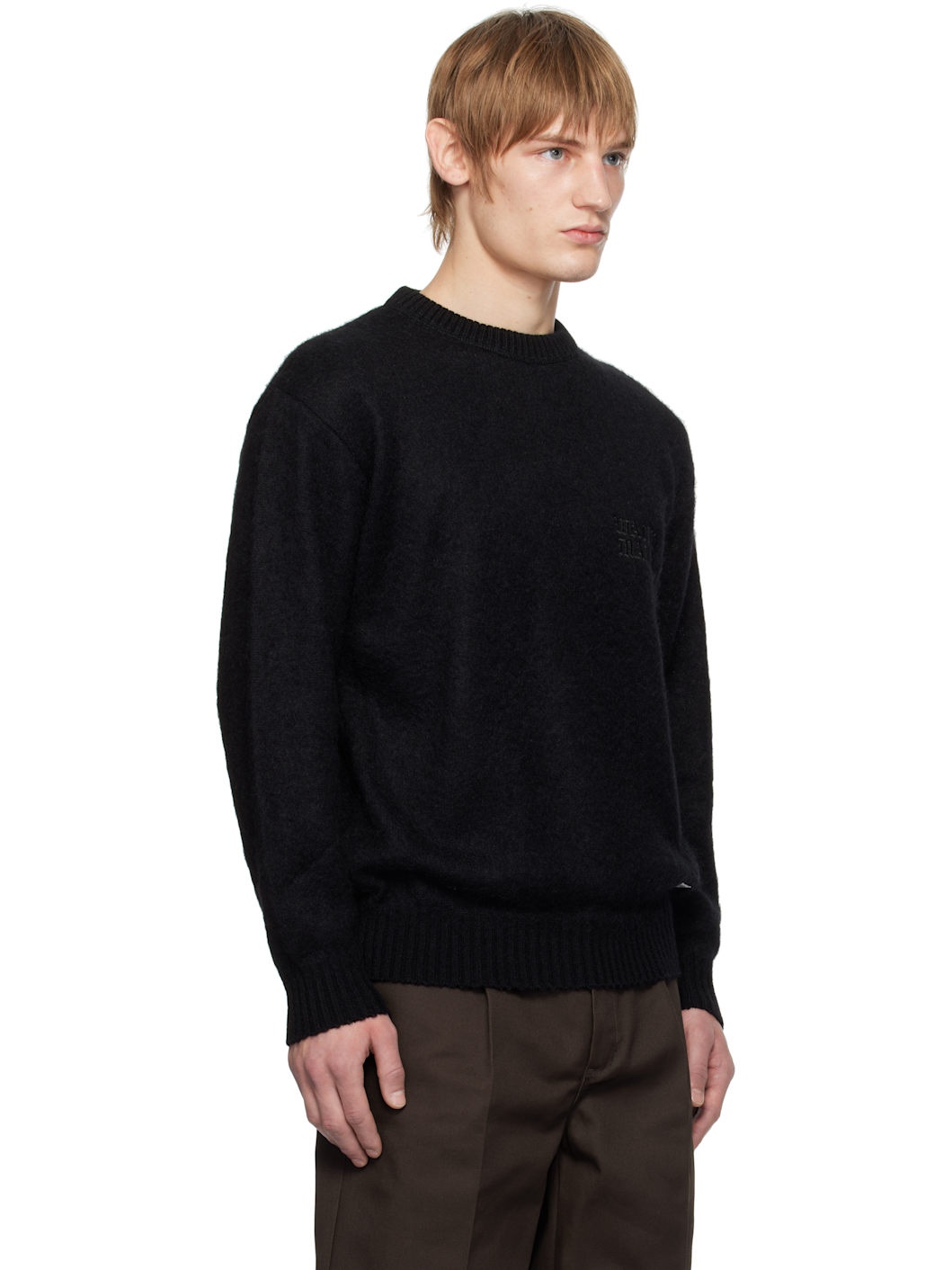 Black Mohair Crew Neck Sweater - 2