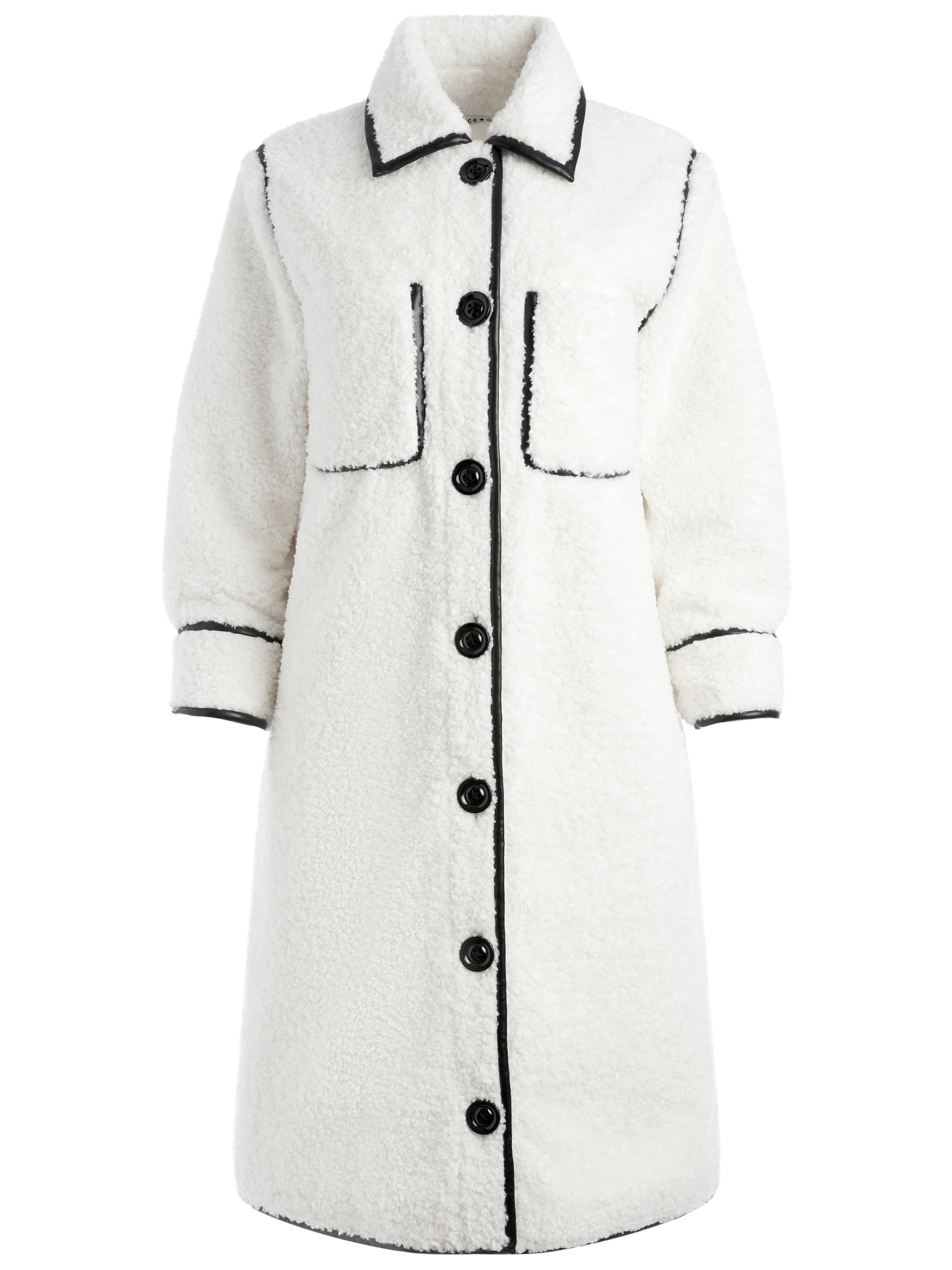SAMSON FAUX SHEARLING PIPED COAT - 1