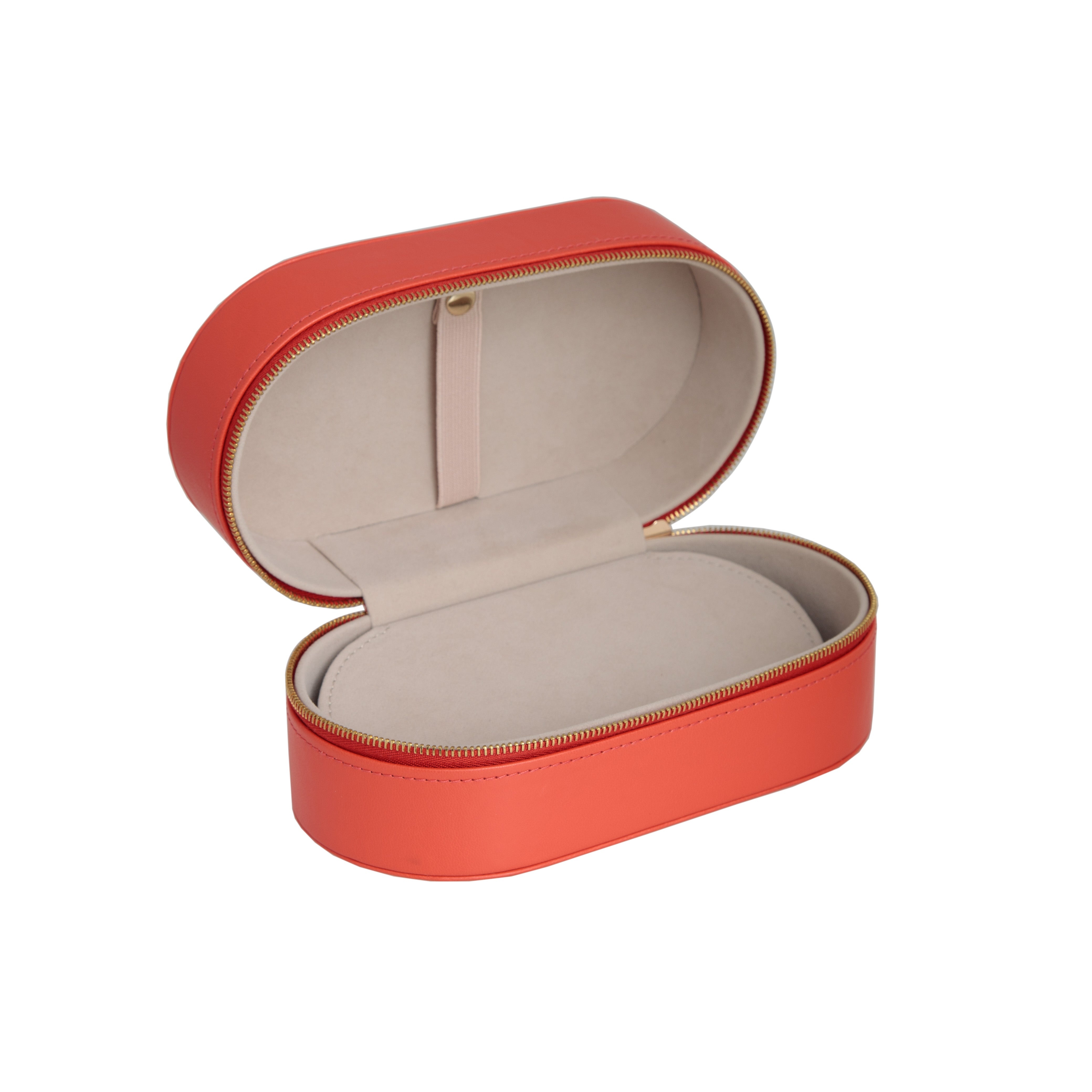 LINDA FARROW OVAL TRAVEL CASE IN CORAL - 3