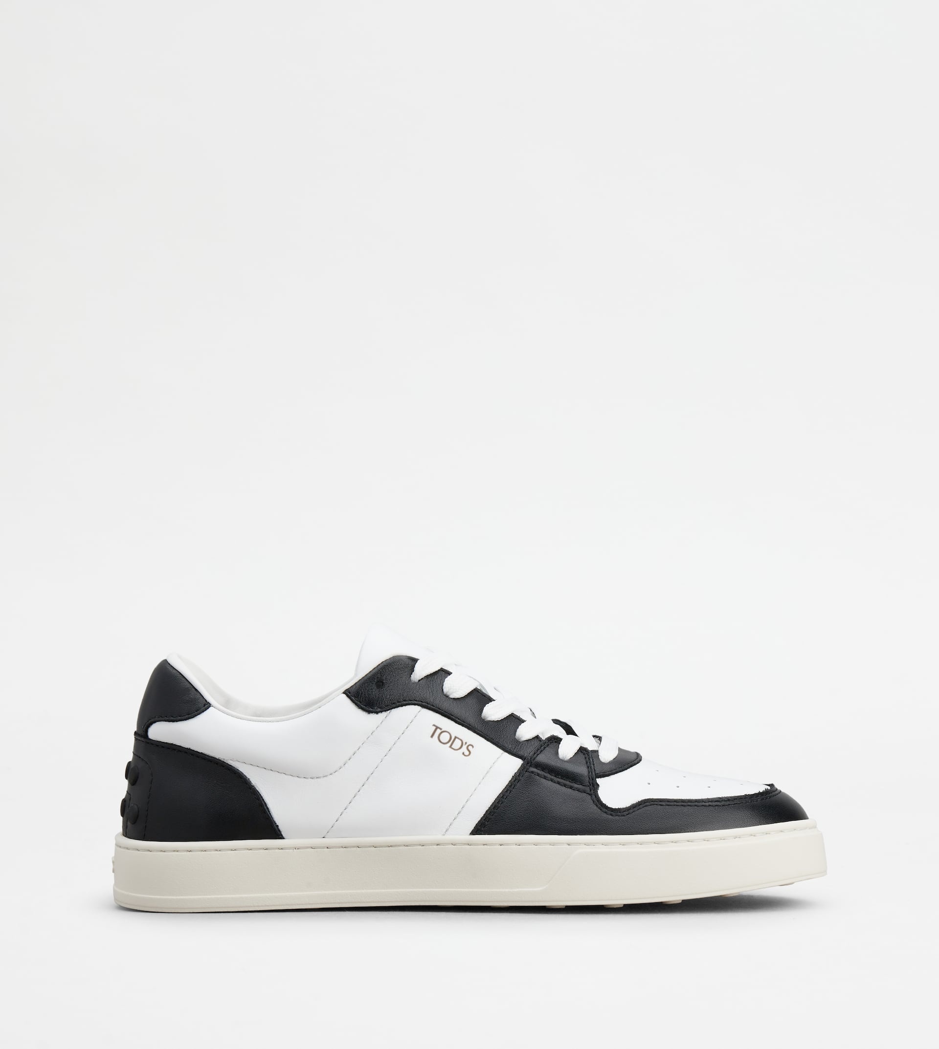 SNEAKERS IN LEATHER - WHITE, BLACK - 1