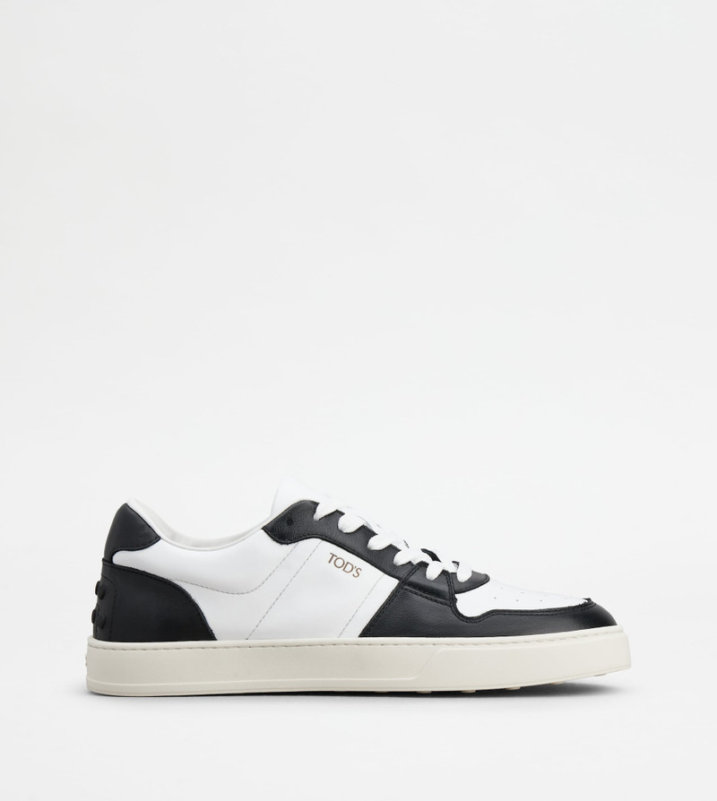 SNEAKERS IN LEATHER - WHITE, BLACK 1