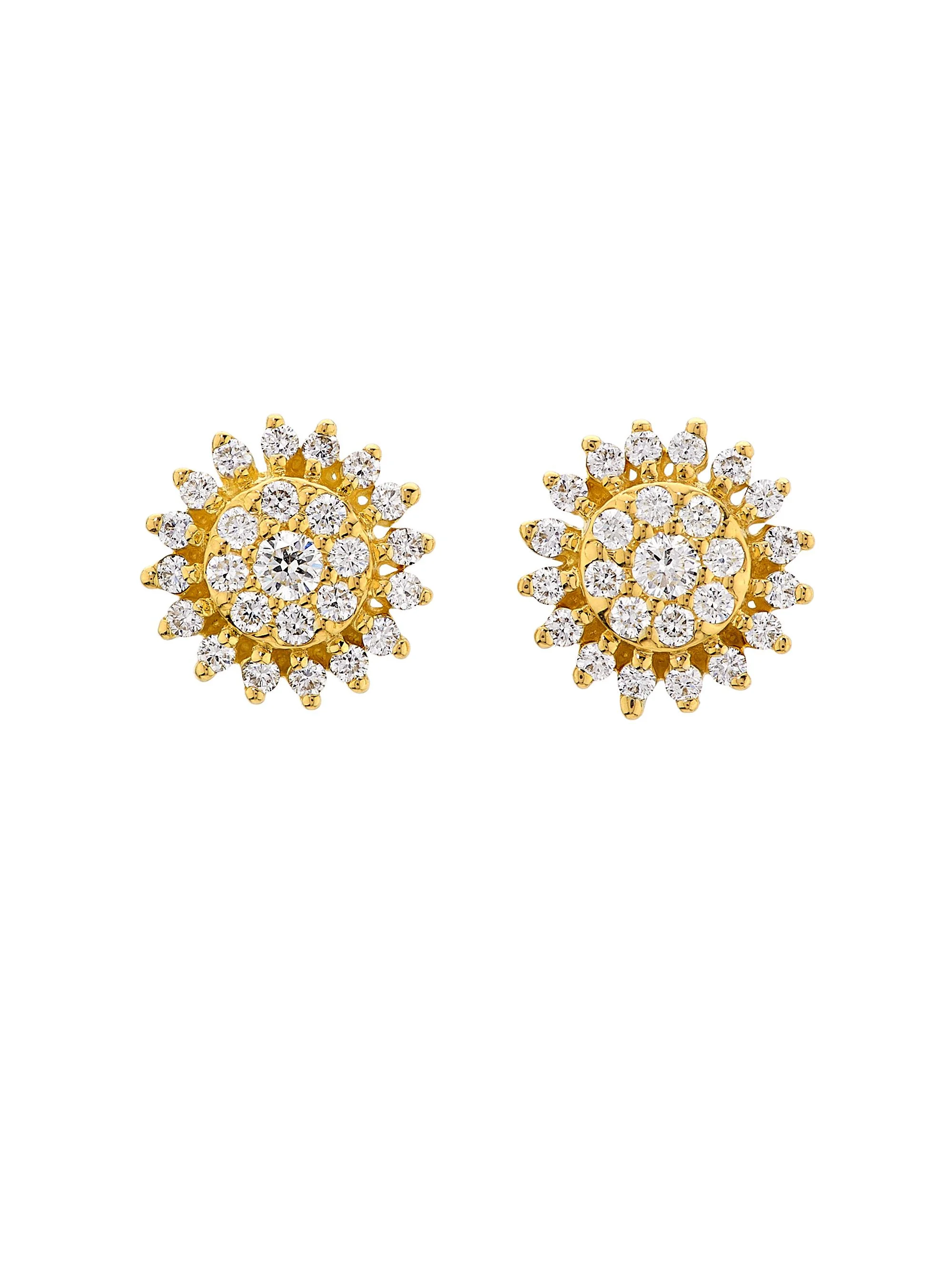 Women's 18K Yellow Gold & 0.35 TCW Diamond Starburst Stud Earrings - Yellow Gold - 1